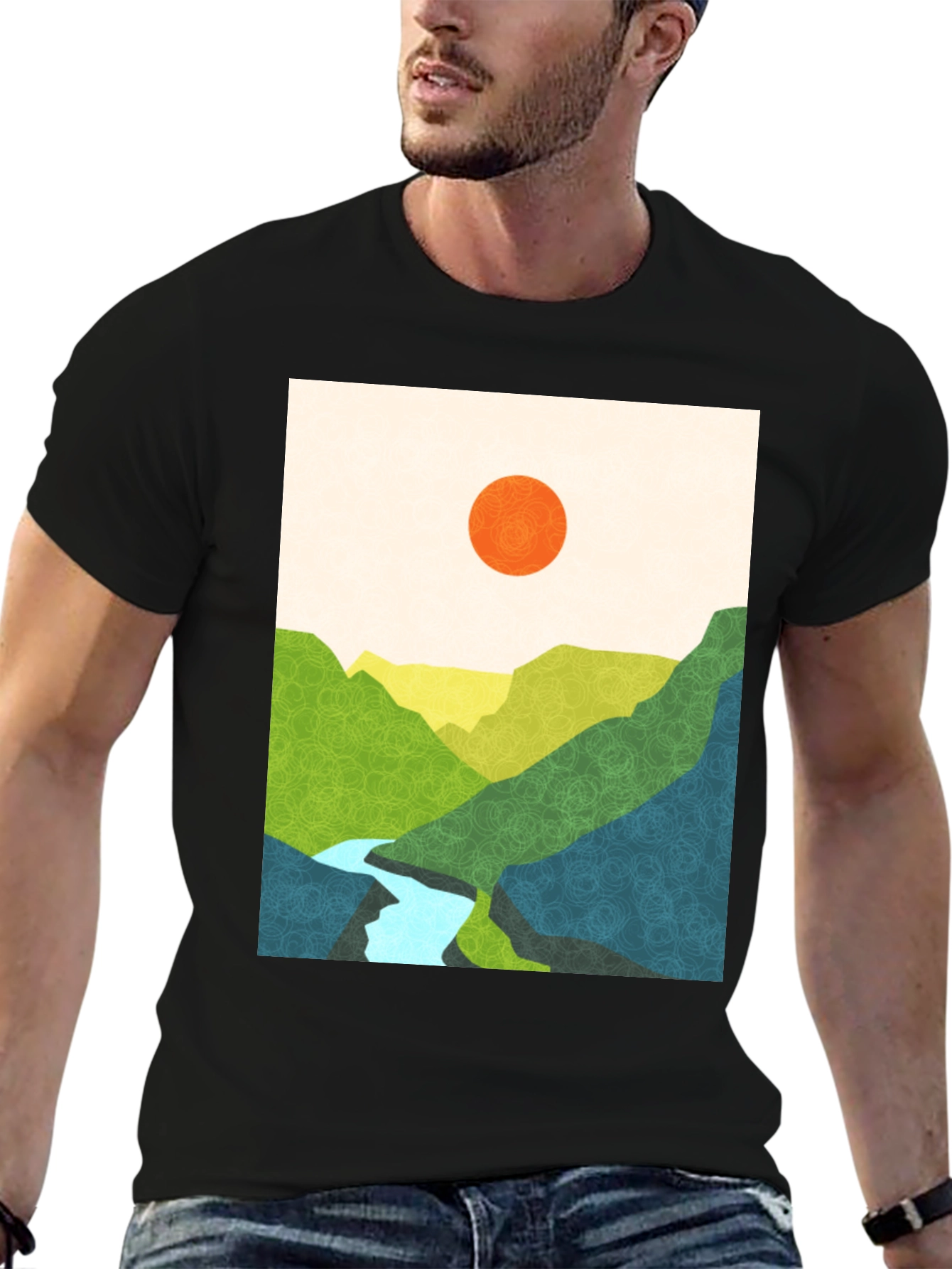 Abstract Mountain View Graphic Tee
