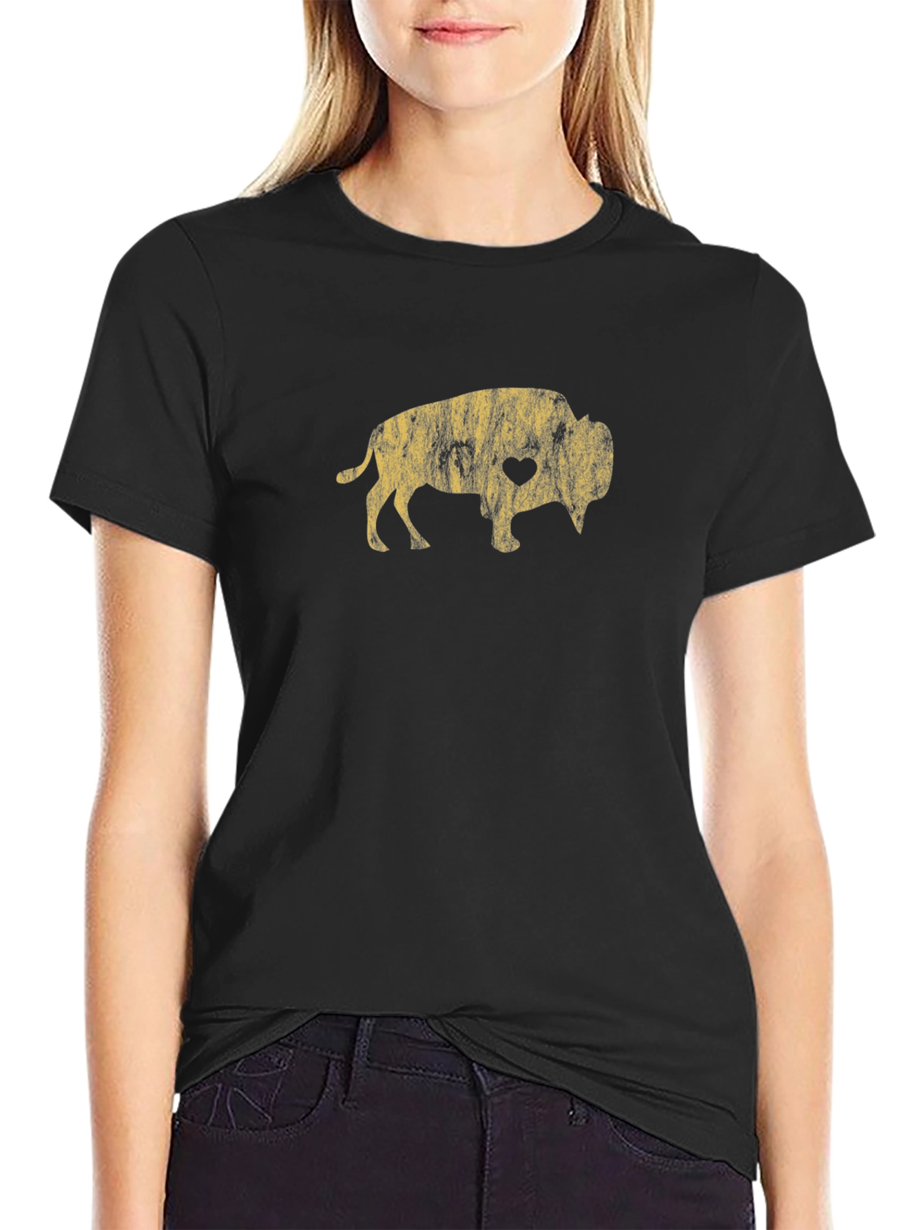 Buffalo Heart Graphic Black T-Shirt