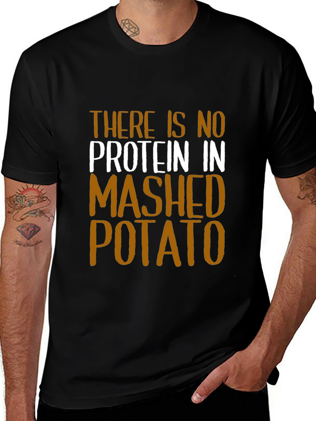 Funny No Protein Mashed Potato Graphic T-Shirt