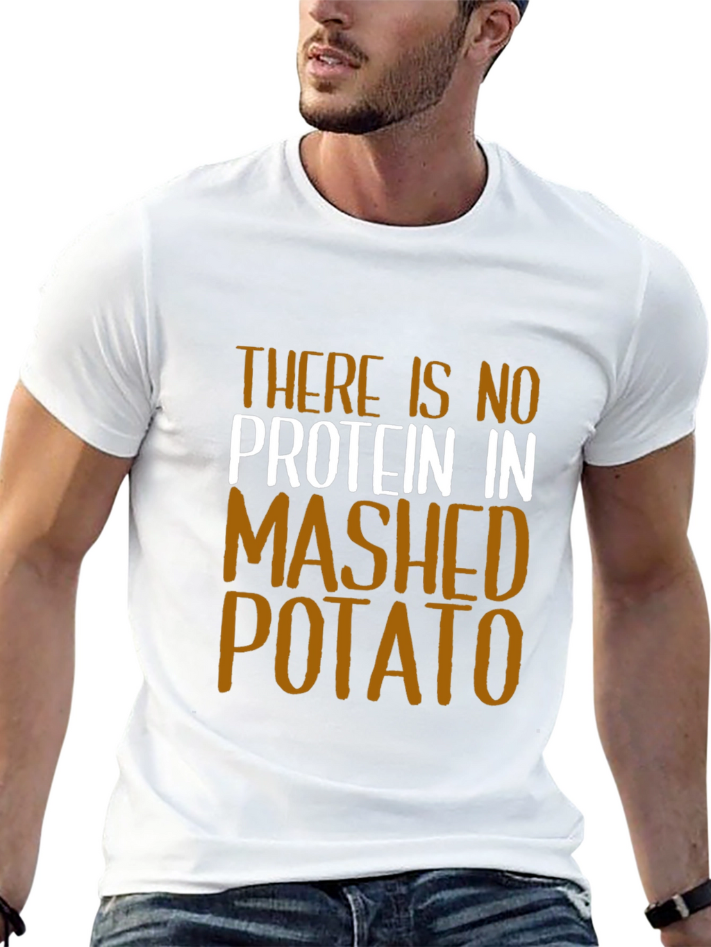 Funny No Protein Mashed Potato Graphic T-Shirt
