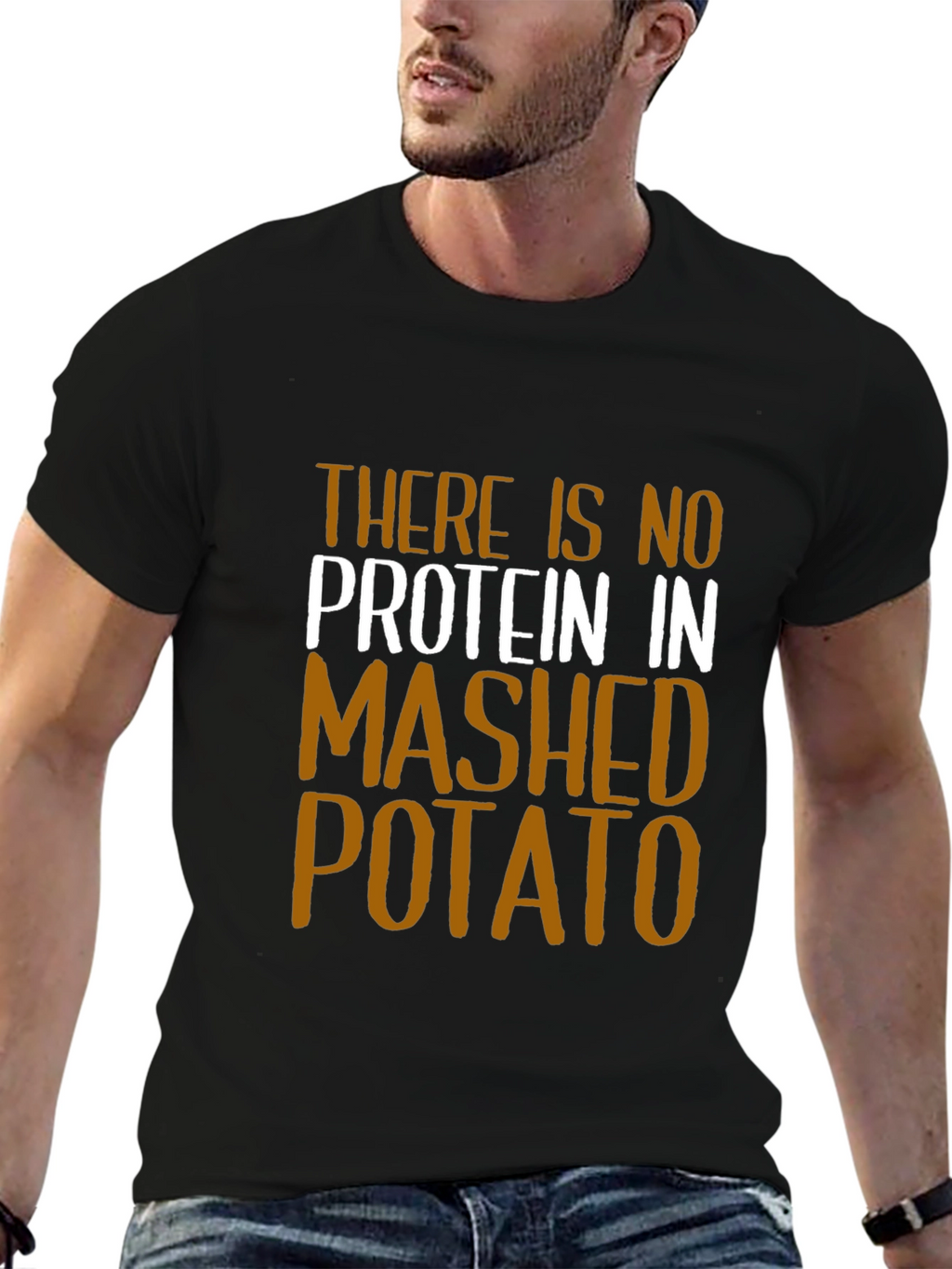 Funny No Protein Mashed Potato Graphic T-Shirt