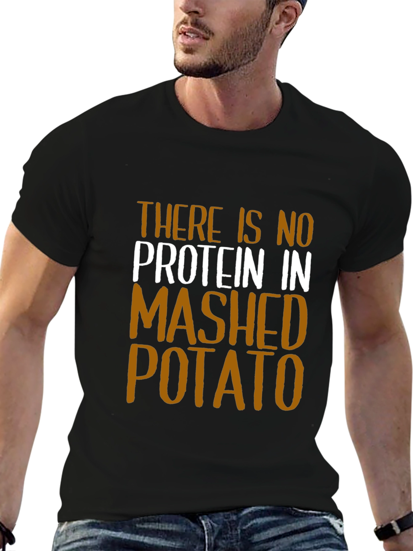 Funny No Protein Mashed Potato Graphic T-Shirt