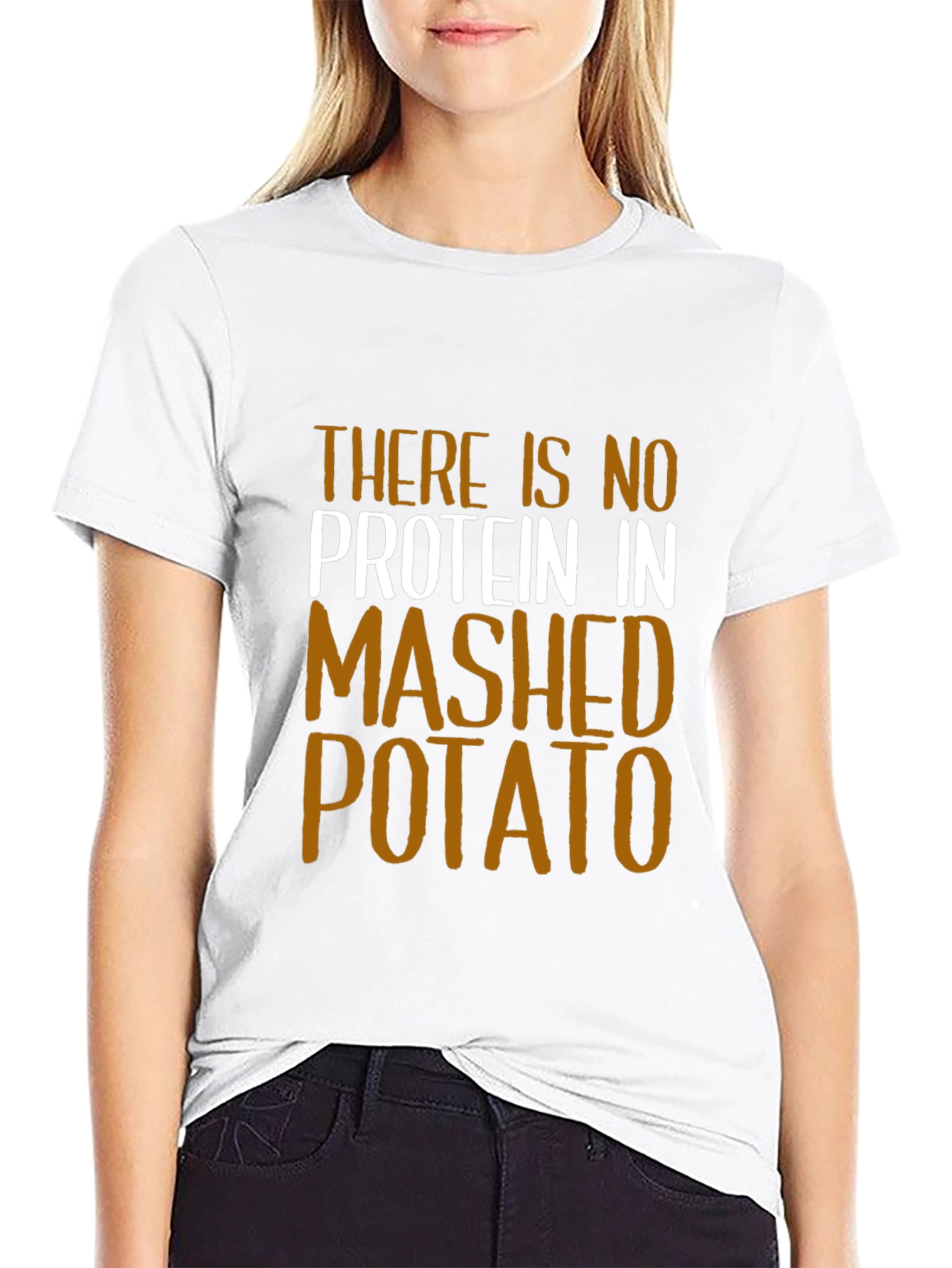 Funny No Protein Mashed Potato Graphic T-Shirt