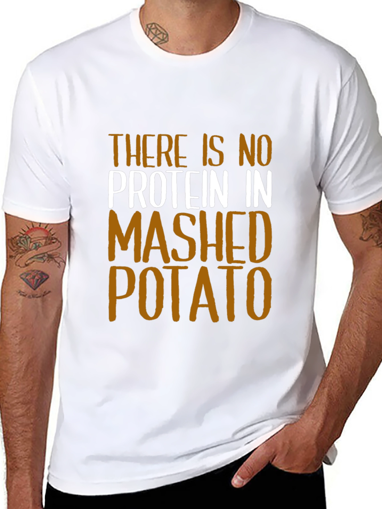 Funny No Protein Mashed Potato Graphic T-Shirt