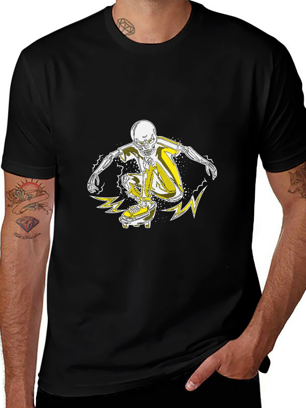 Skateboarder Skeleton Graphic Tee - Cool Skeleton T-Shirt