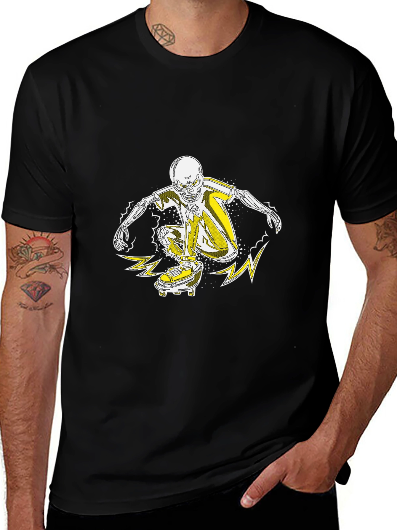 Skateboarder Skeleton Graphic Tee - Cool Skeleton T-Shirt