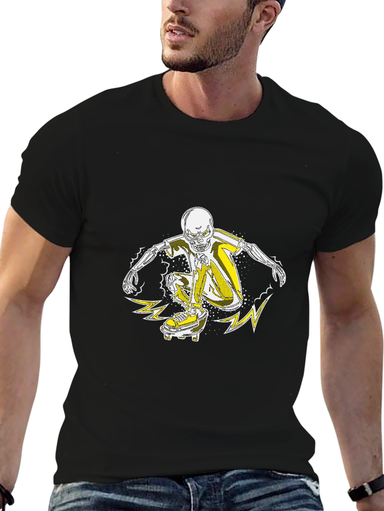 Skateboarder Skeleton Graphic Tee - Cool Skeleton T-Shirt
