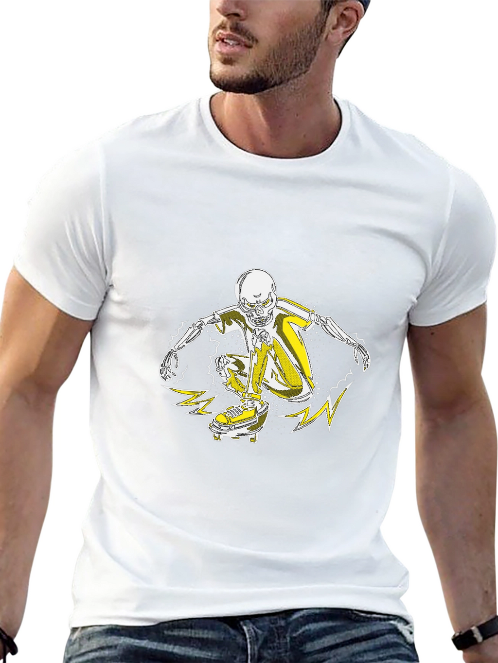 Skateboarder Skeleton Graphic Tee - Cool Skeleton T-Shirt