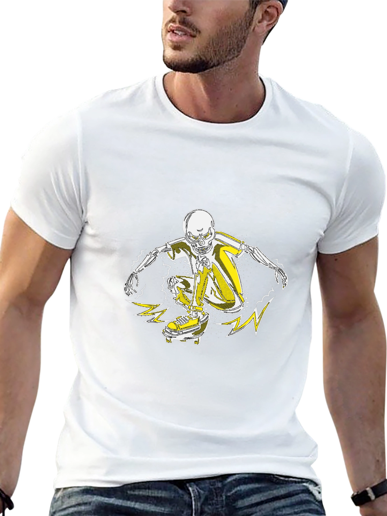 Skateboarder Skeleton Graphic Tee - Cool Skeleton T-Shirt