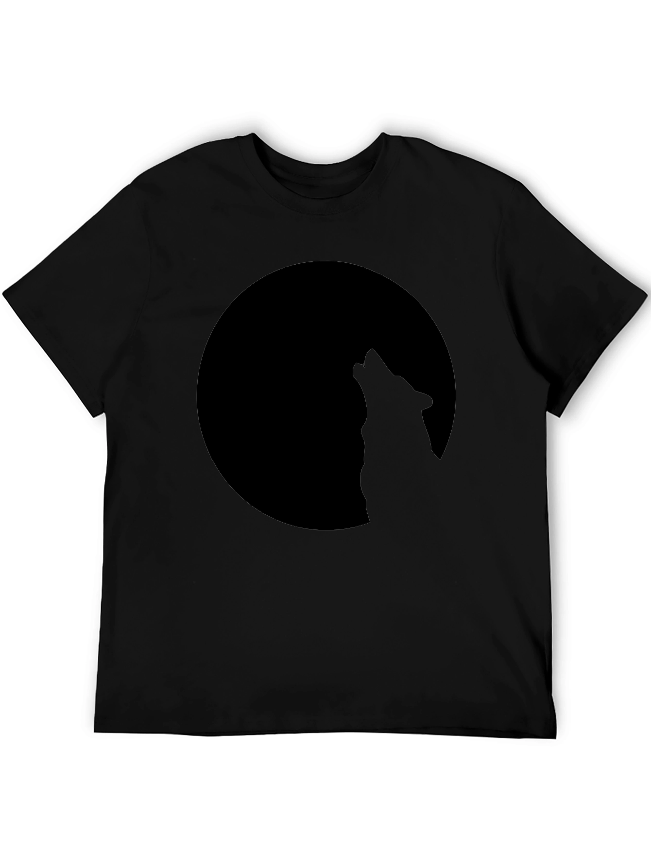 Wolf Howling at Moon Black T-Shirt