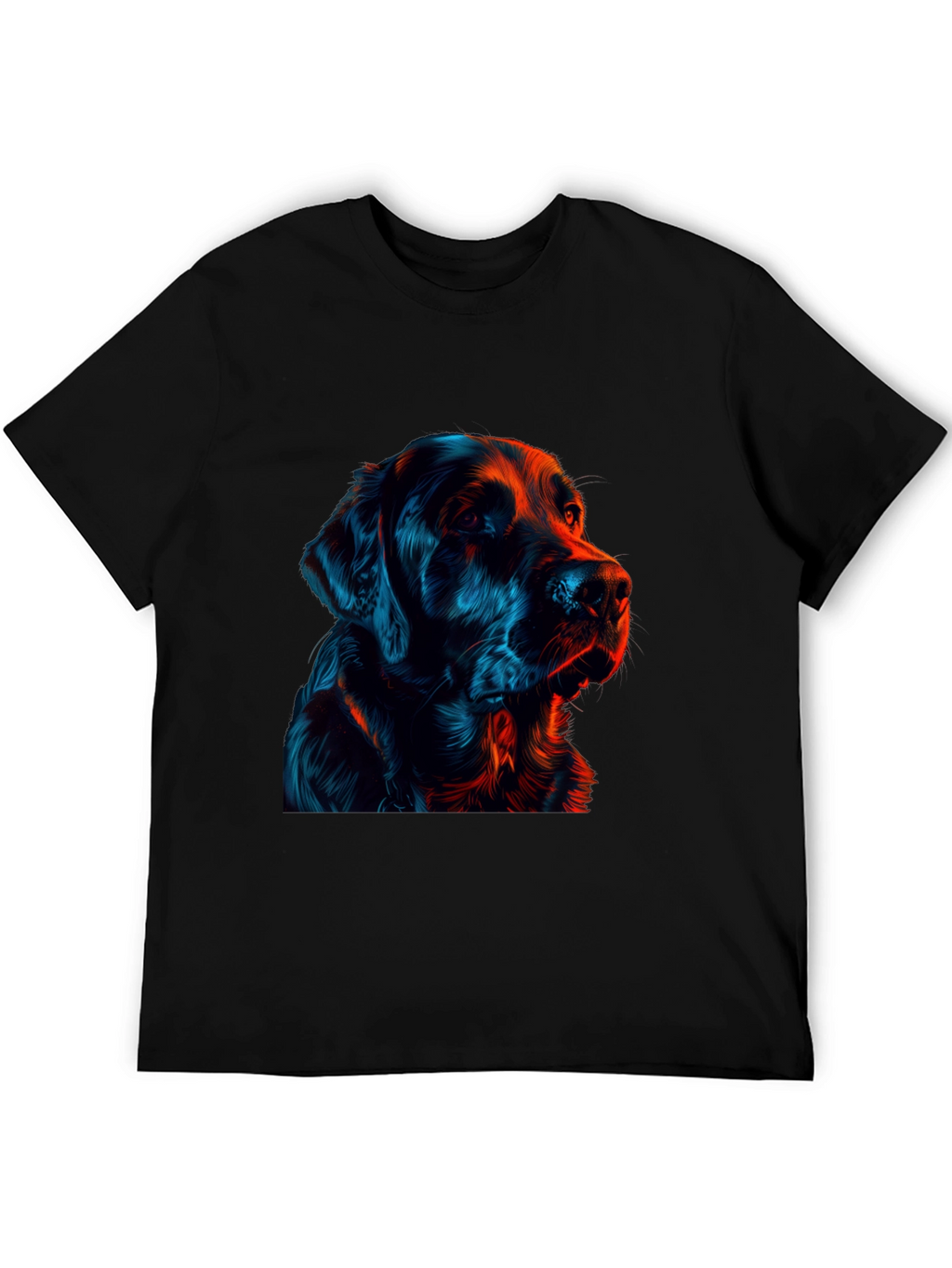 Neon Dog Graphic Black T-Shirt