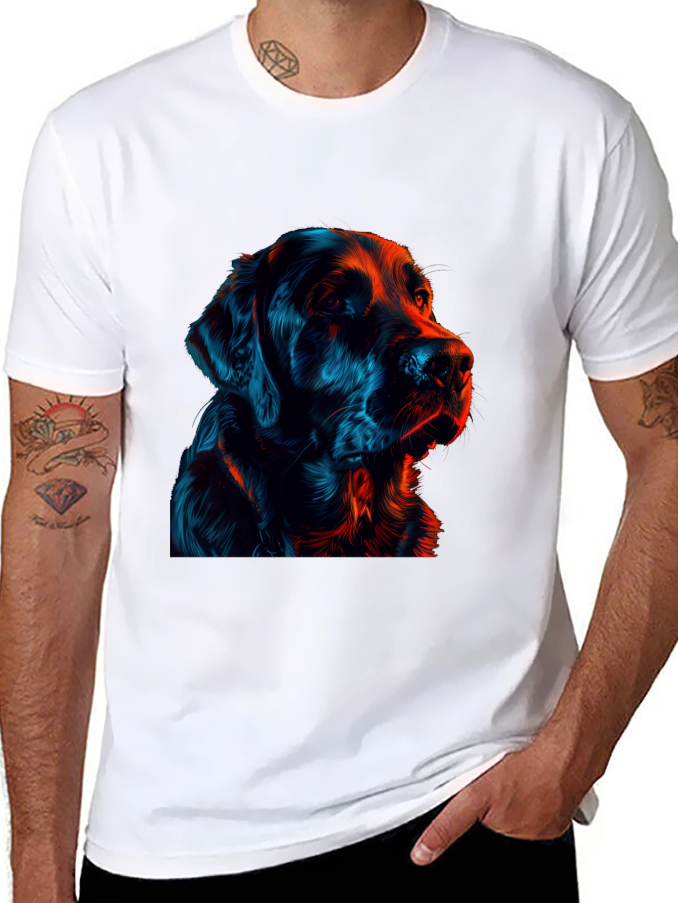 Neon Dog Graphic Black T-Shirt