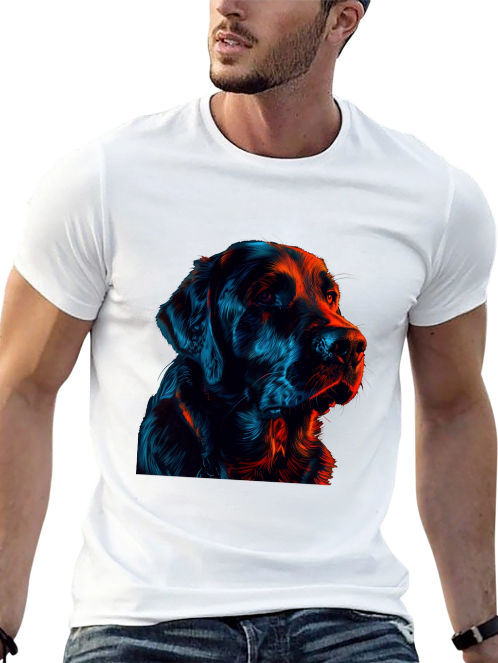 Neon Dog Graphic Black T-Shirt
