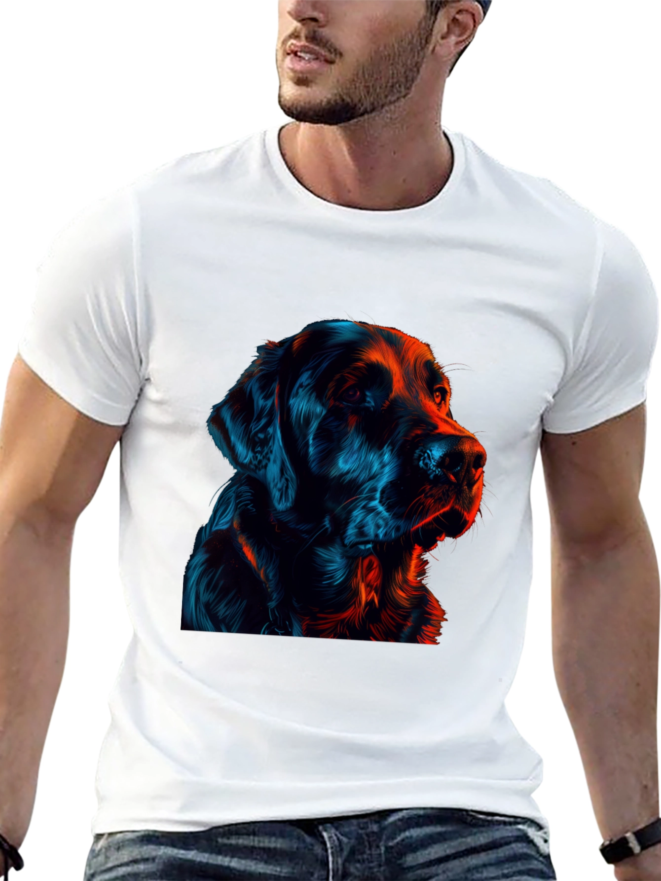 Neon Dog Graphic Black T-Shirt