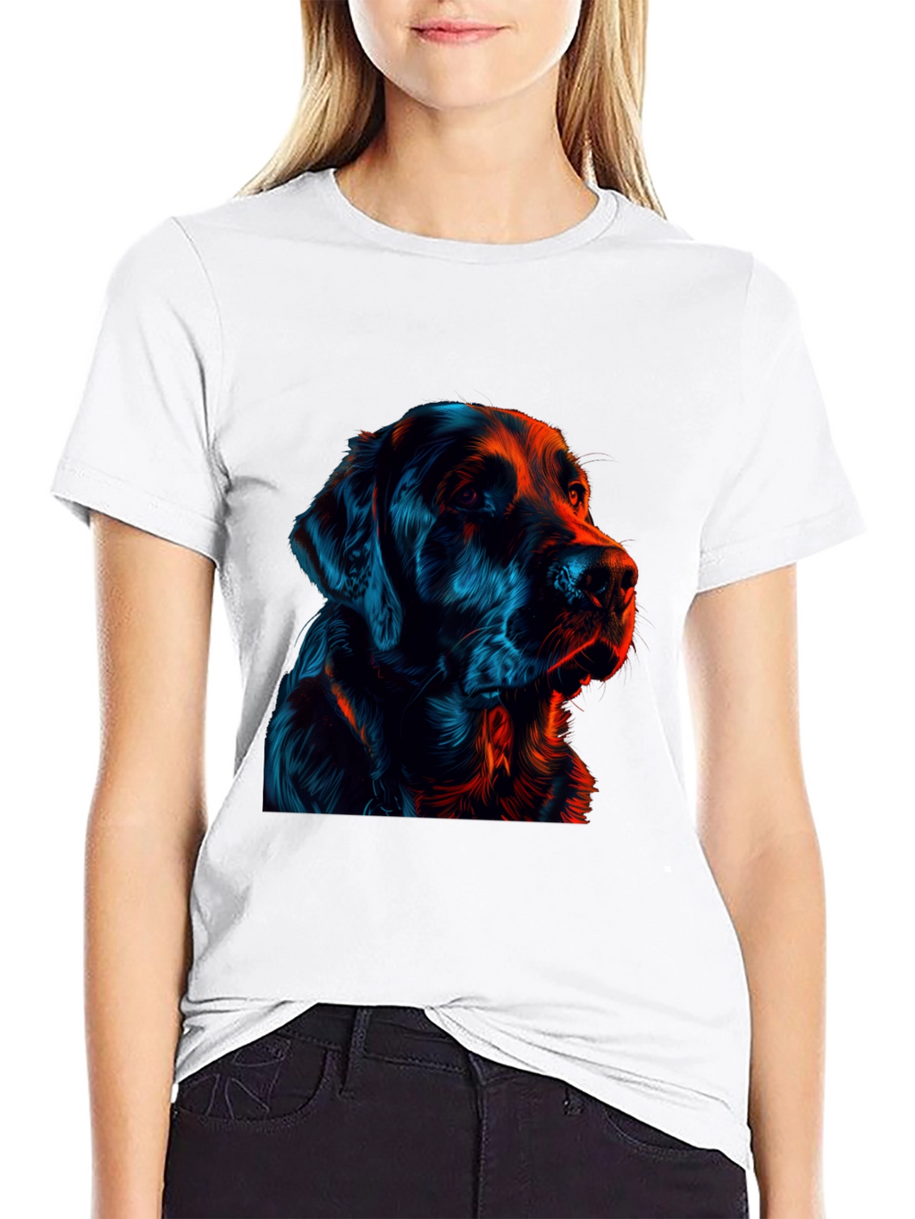 Neon Dog Graphic Black T-Shirt