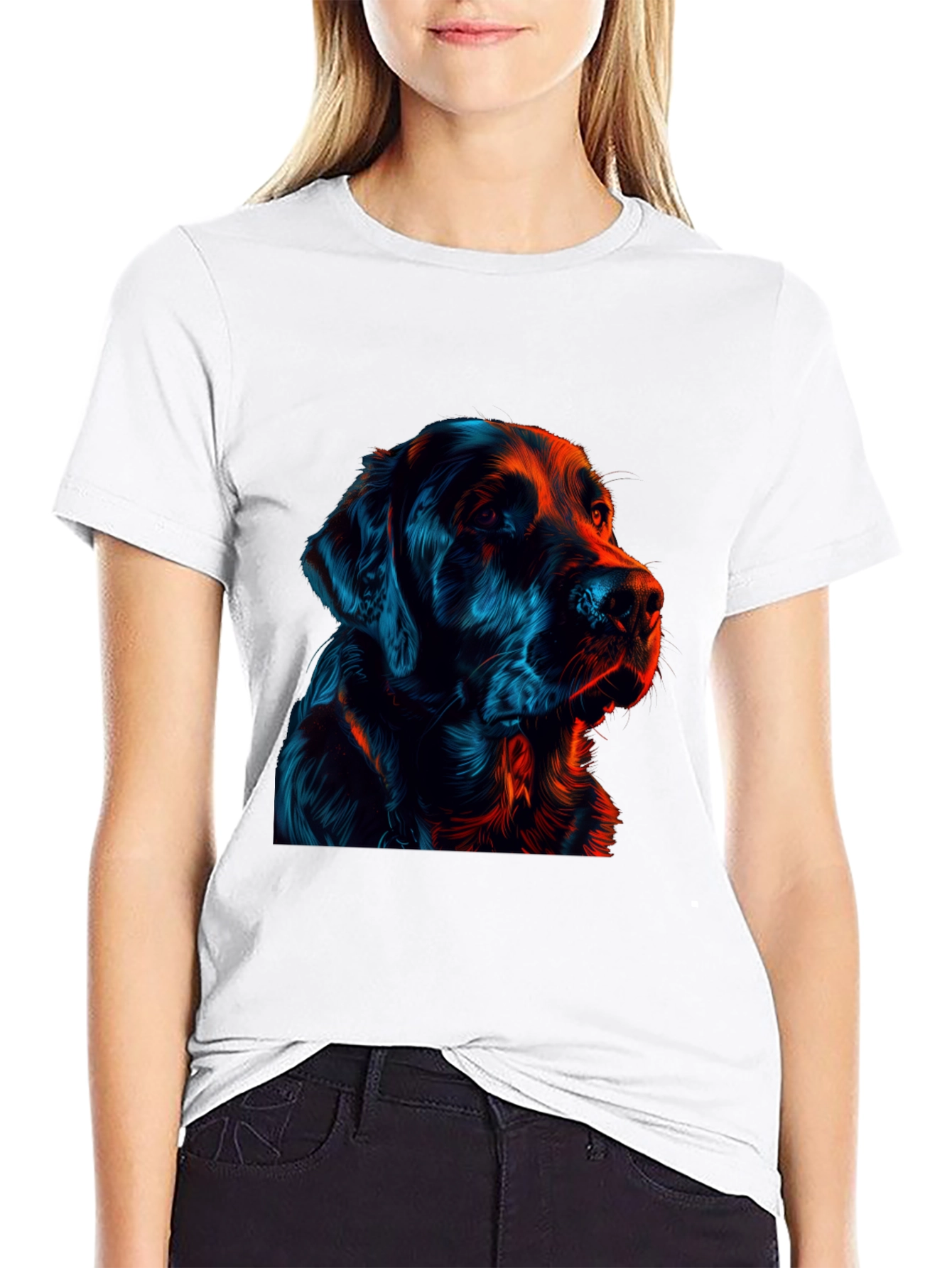 Neon Dog Graphic Black T-Shirt
