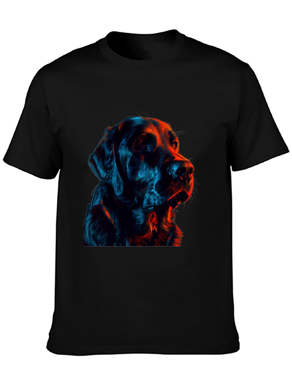 Neon Dog Graphic Black T-Shirt