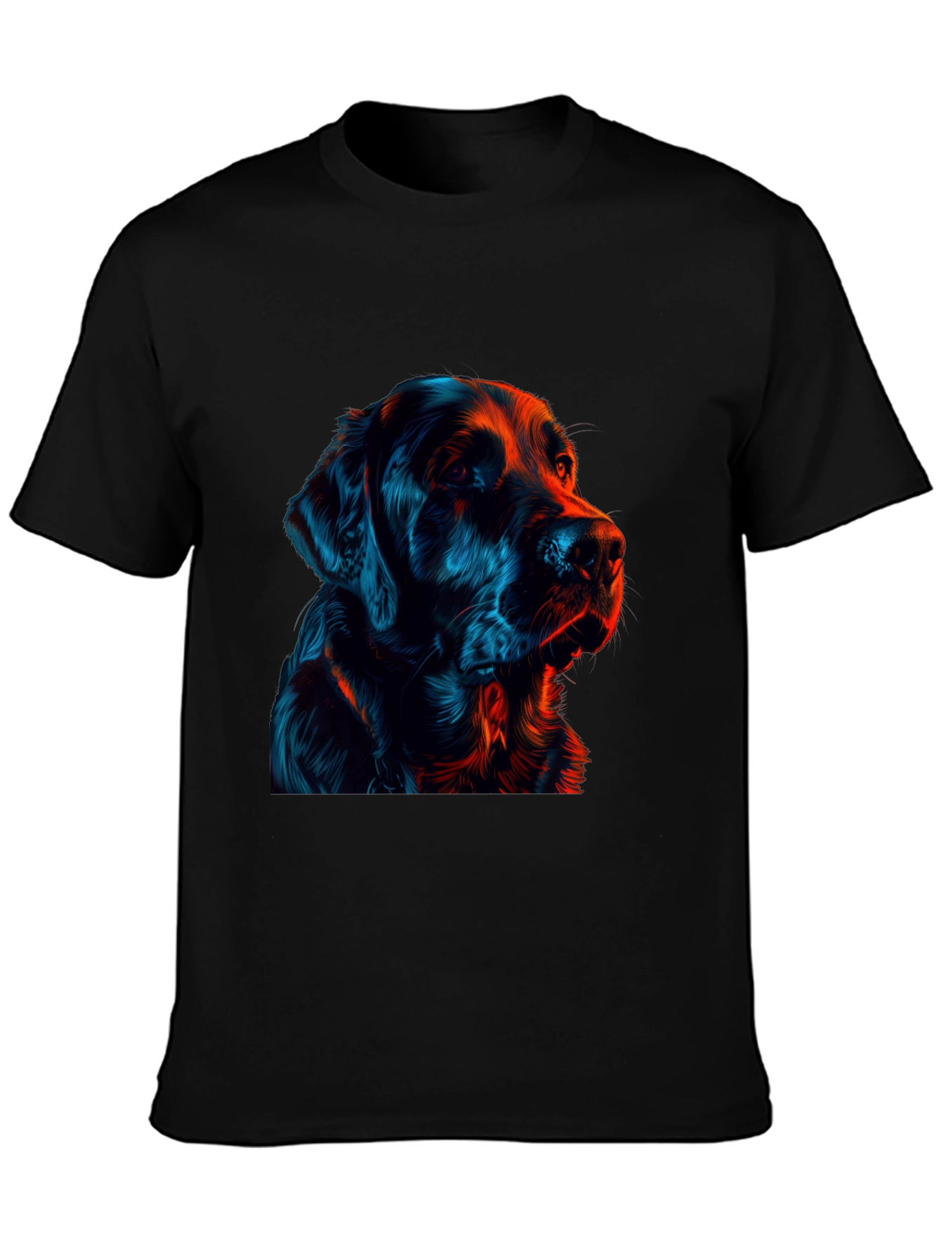 Neon Dog Graphic Black T-Shirt