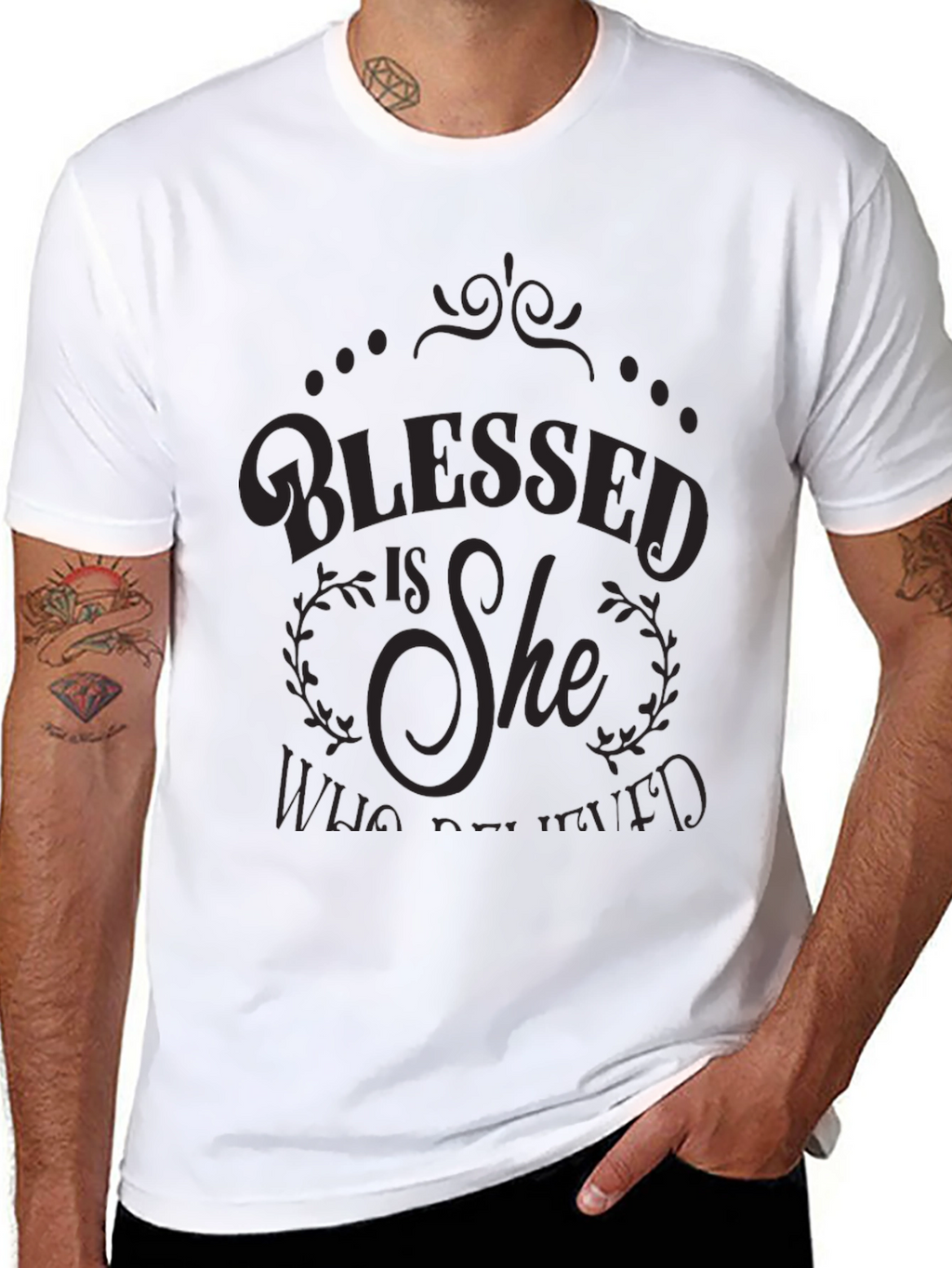 Blessed Is She Graphic Tee - Elegant Christian T-Shirt