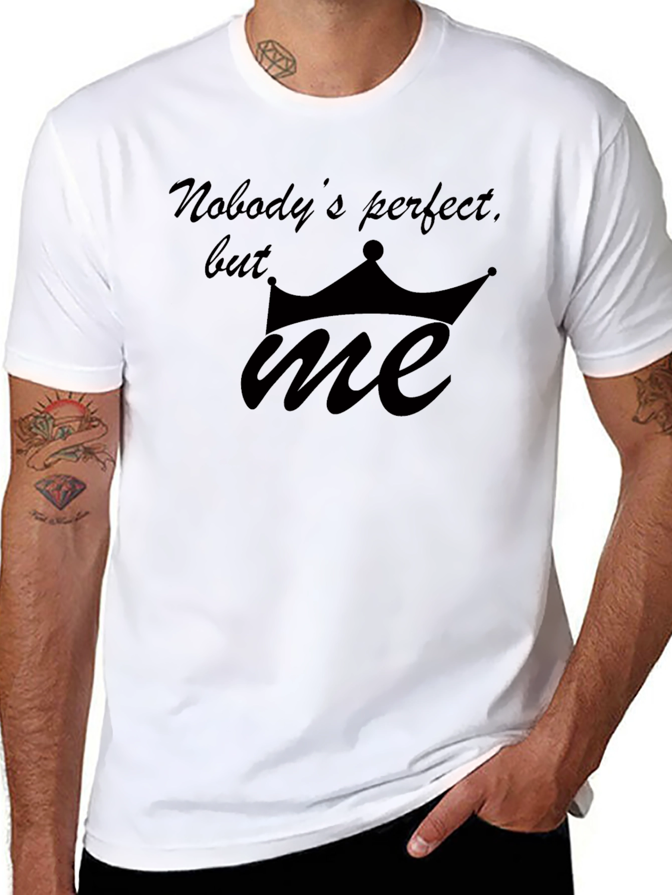 Funny Nobodys Perfect Graphic Black T-Shirt