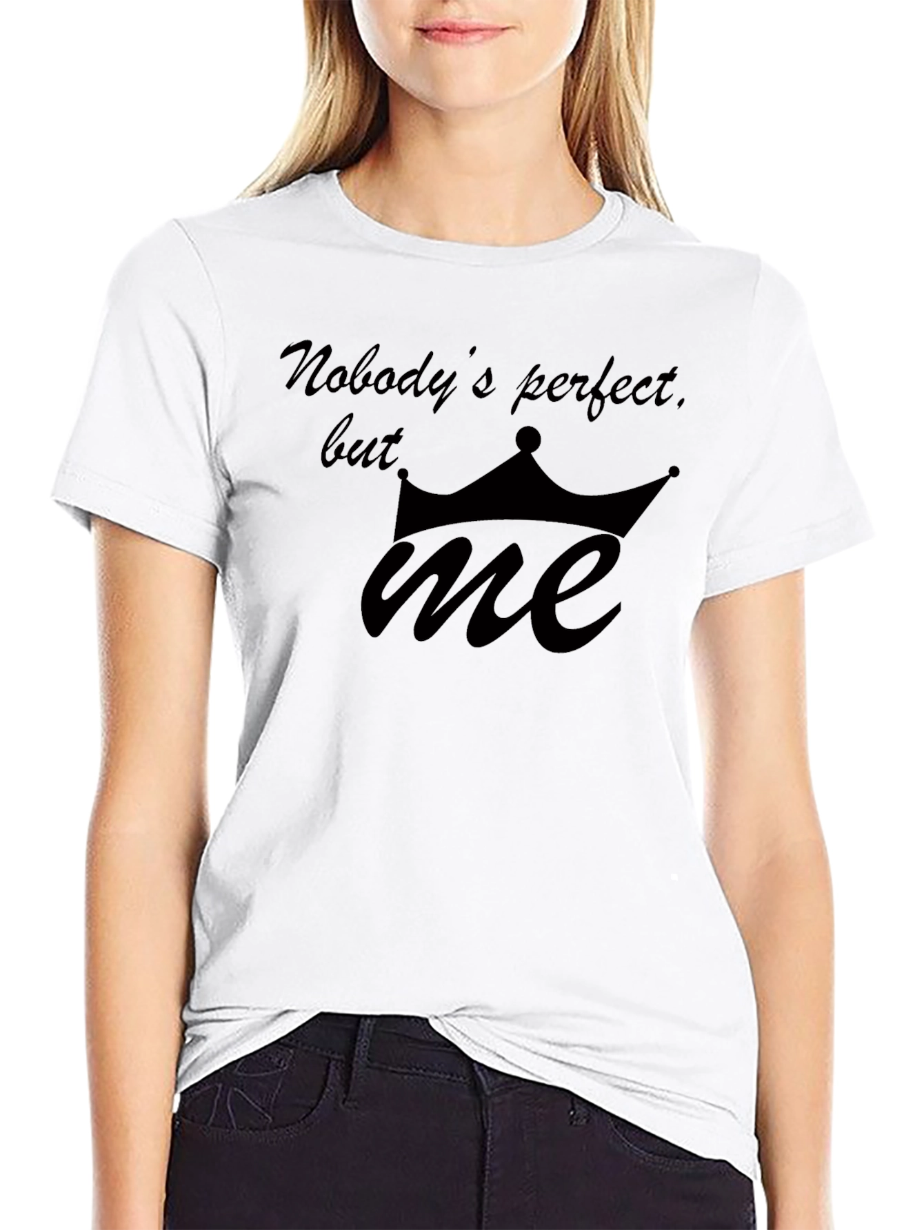 Funny Nobodys Perfect Graphic Black T-Shirt