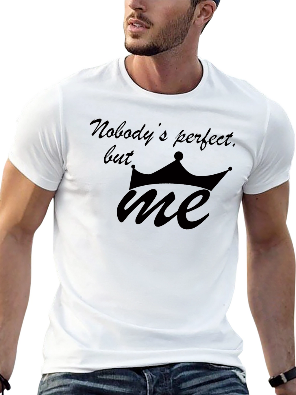Funny Nobodys Perfect Graphic Black T-Shirt