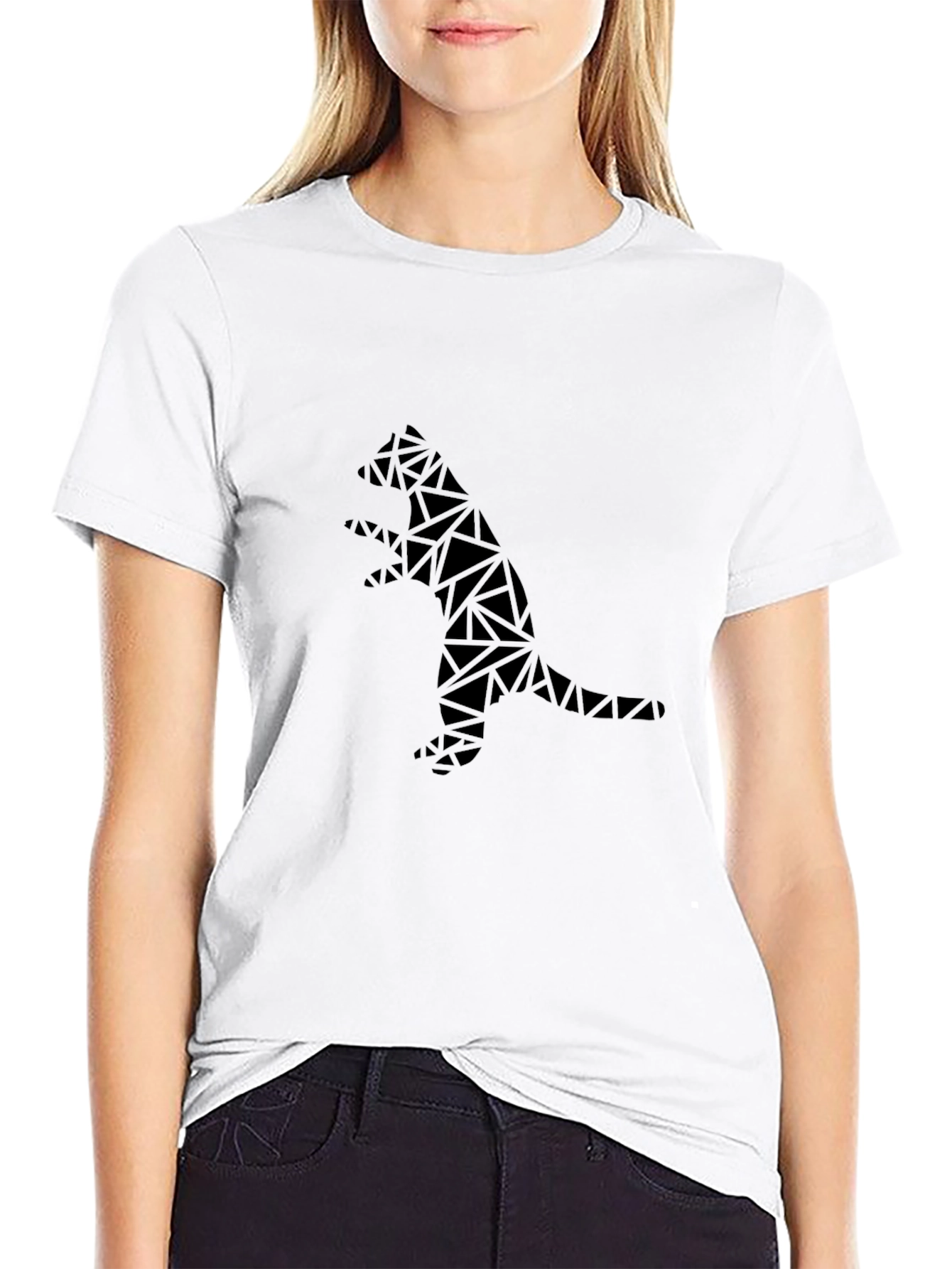 Geometric Dino Black T-Shirt