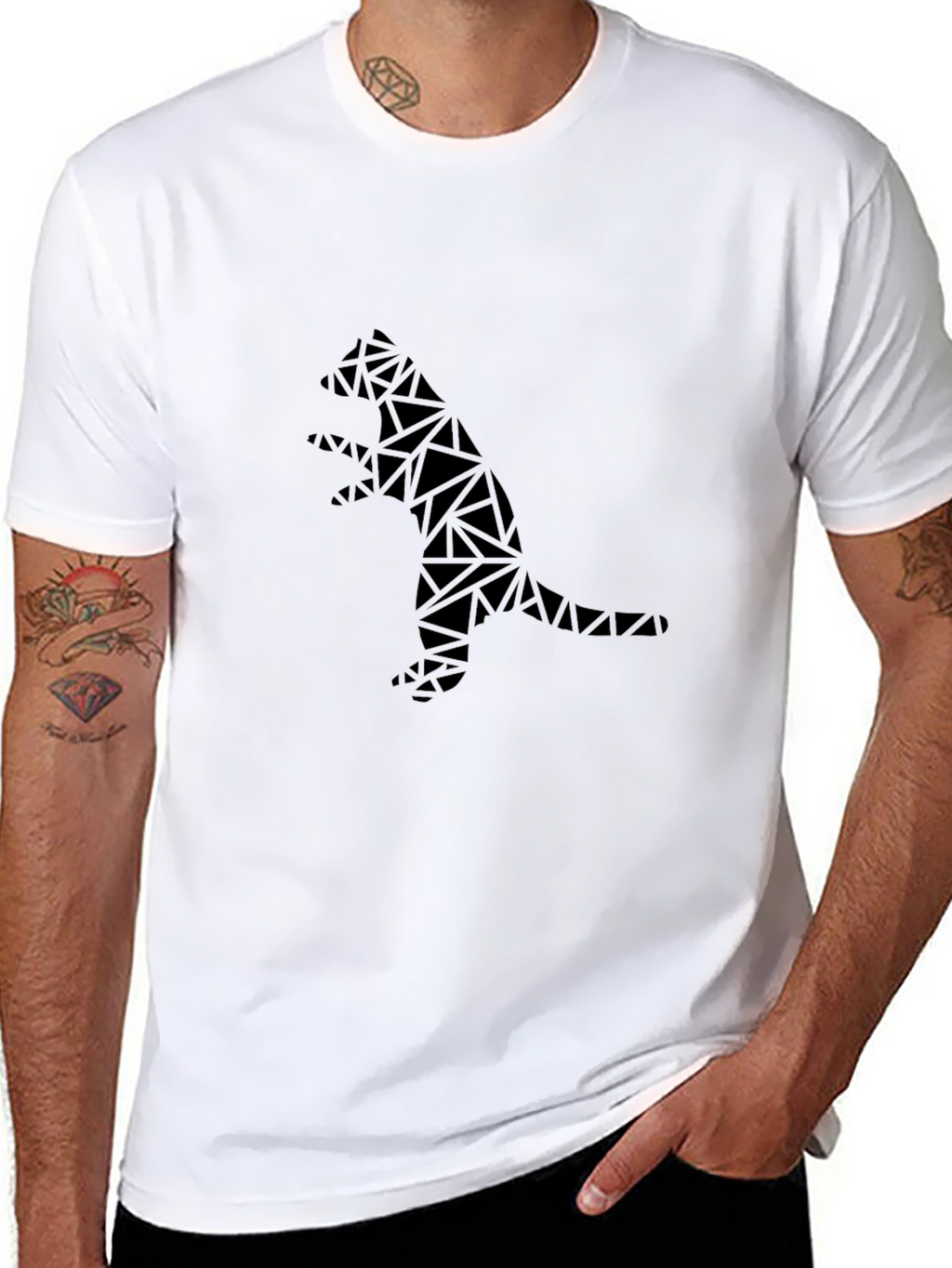Geometric Dino Black T-Shirt