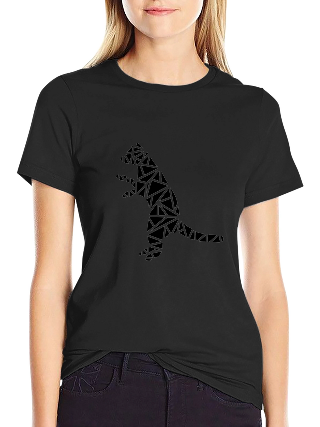 Geometric Dino Black T-Shirt