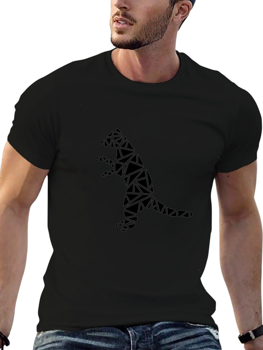 Geometric Dino Black T-Shirt