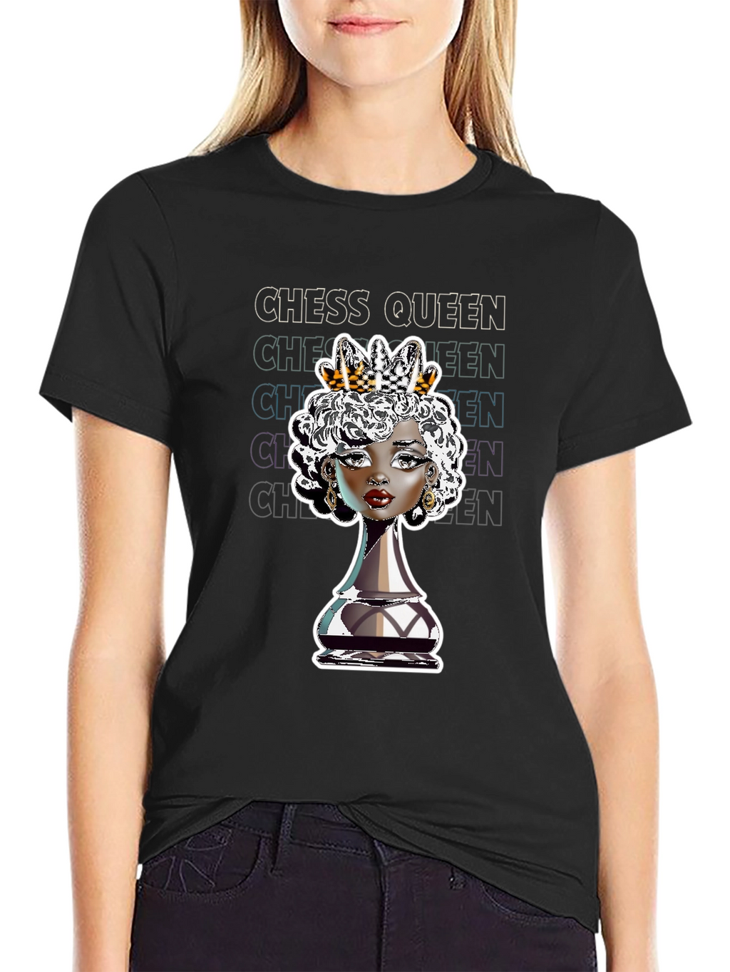 Chess Queen Graphic Tee - Stylish Black T-Shirt