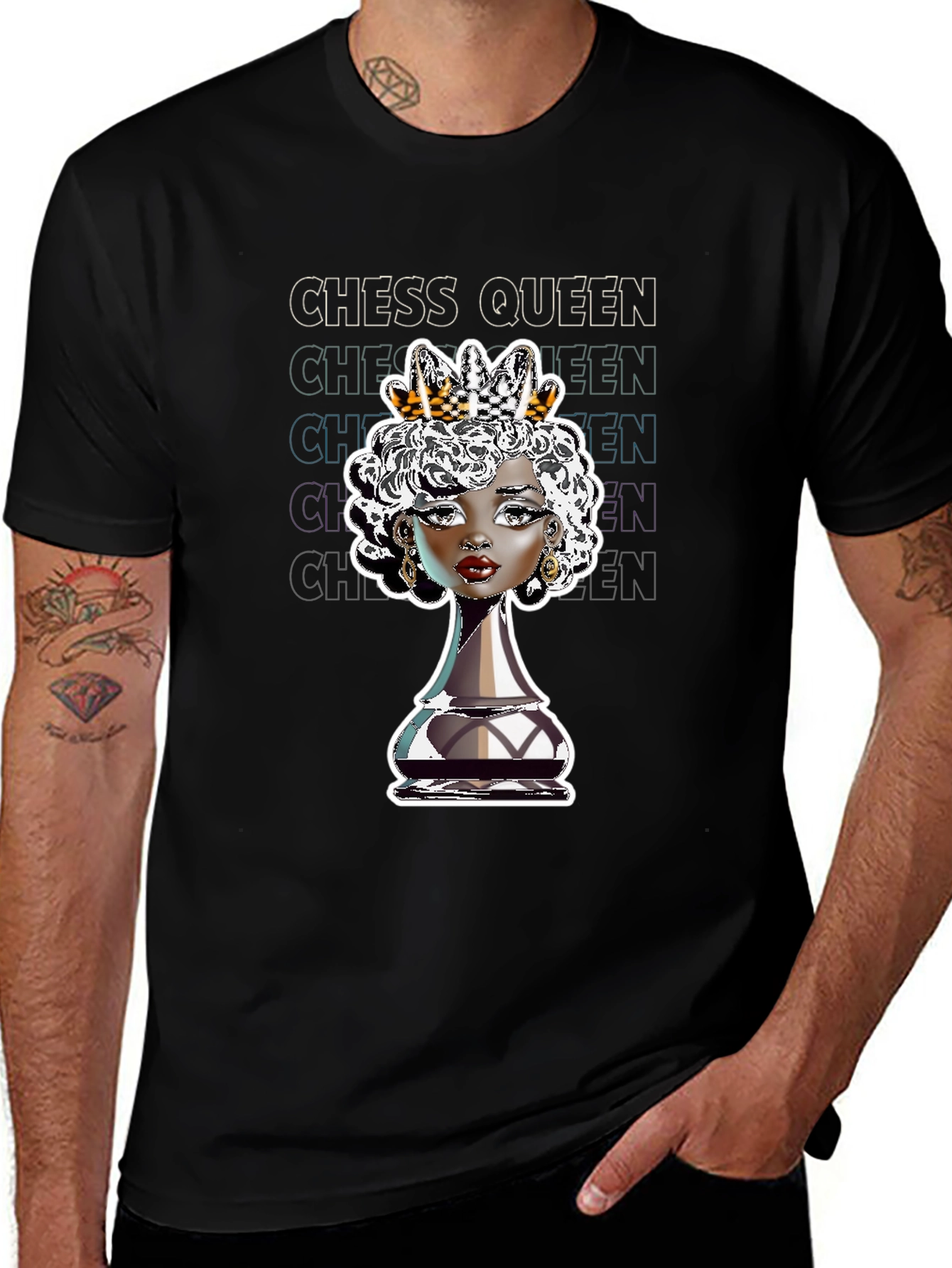 Chess Queen Graphic Tee - Stylish Black T-Shirt