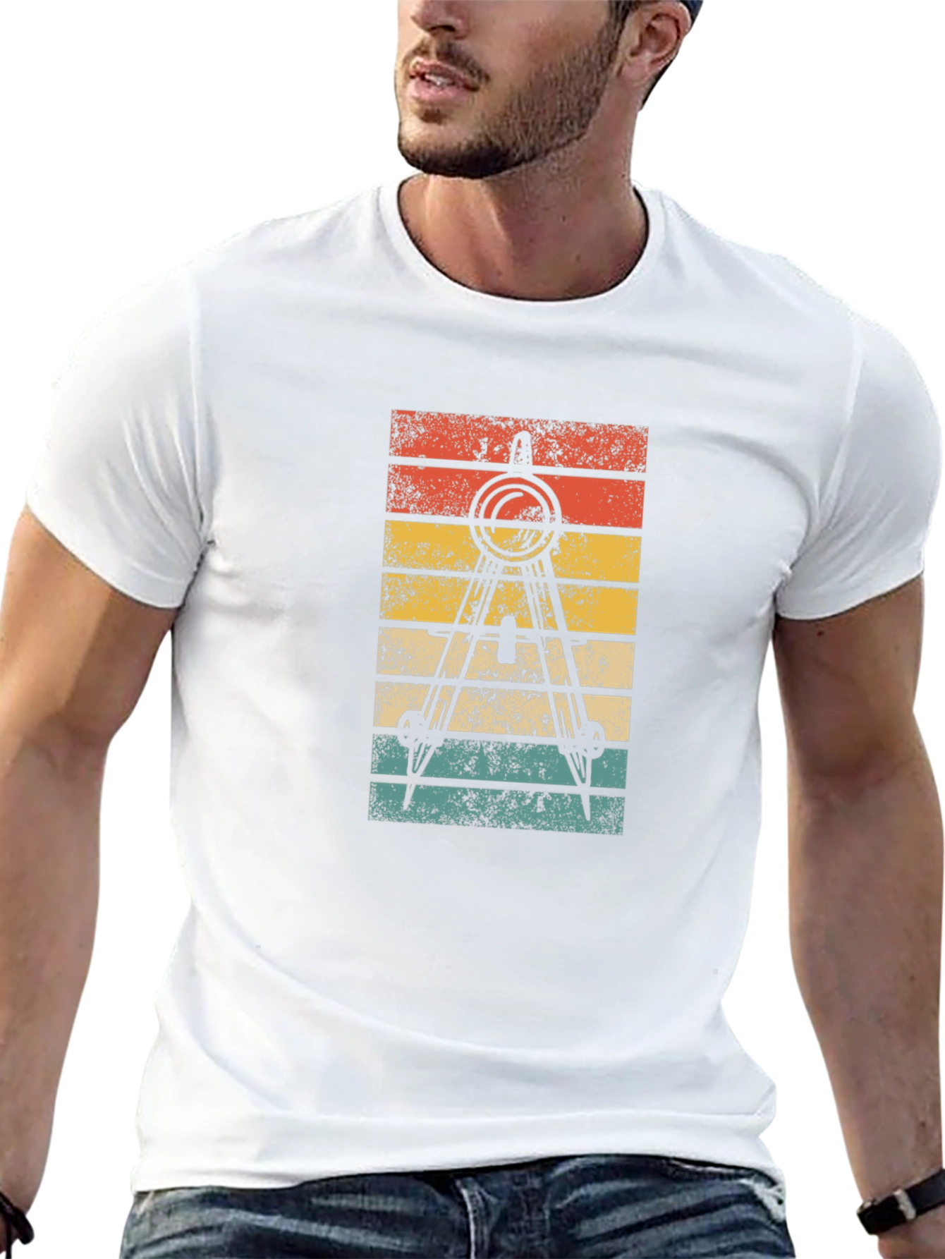Retro Architect Compass T-Shirt - Black Cotton Tee
