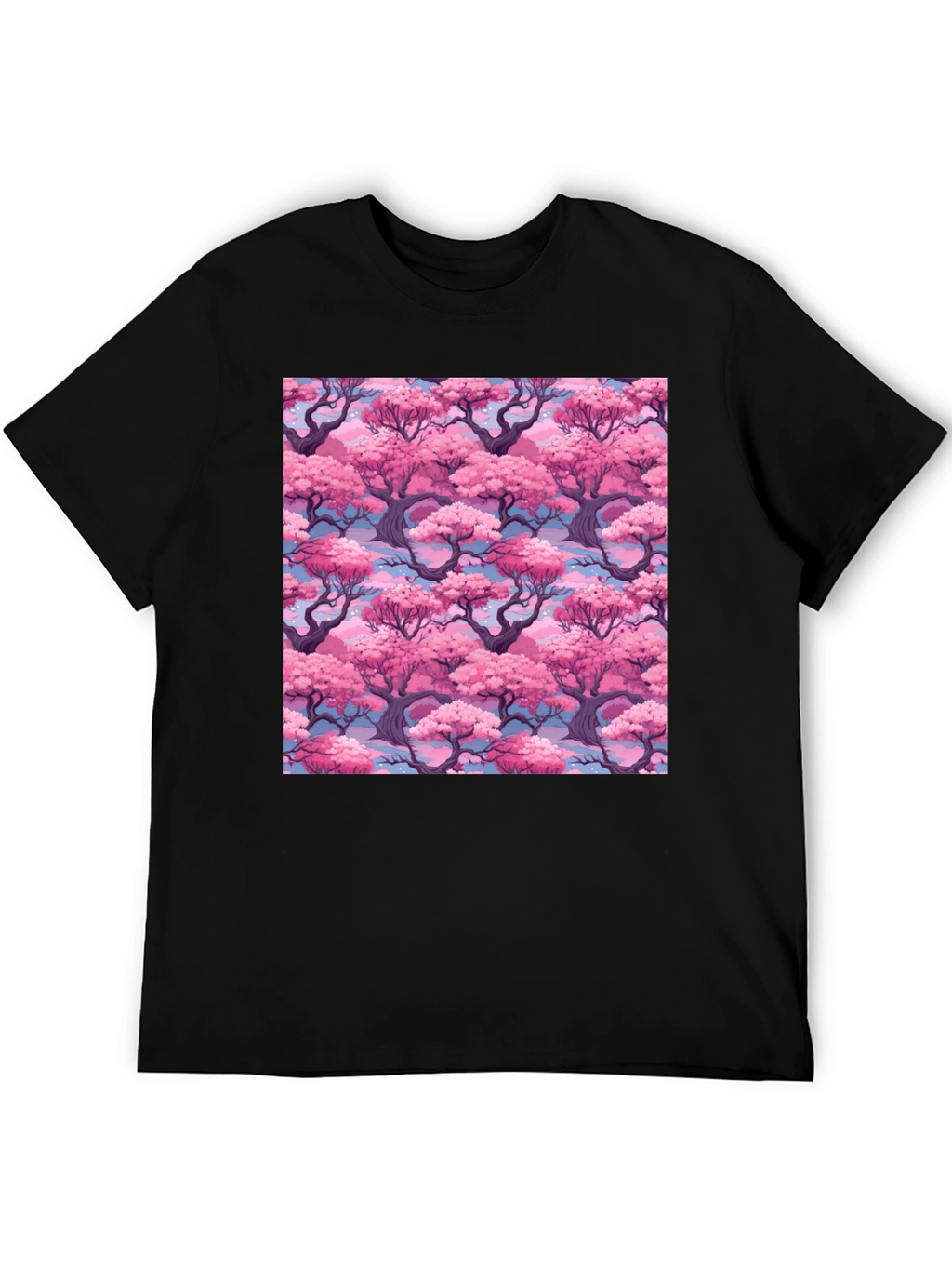 Sakura Tree Print Black T-Shirt
