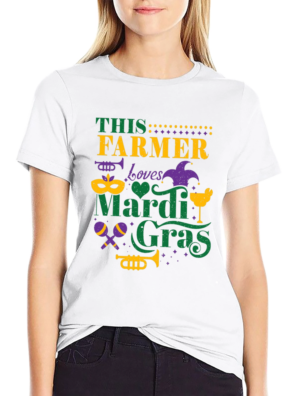 Farmer Loves Mardi Gras Graphic Tee