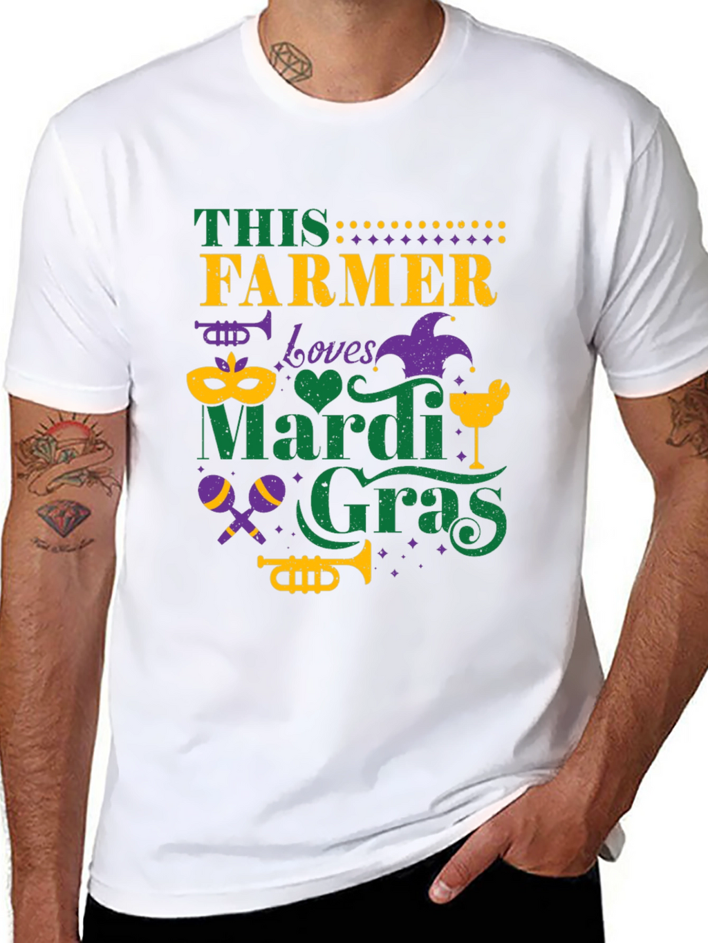 Farmer Loves Mardi Gras Graphic Tee
