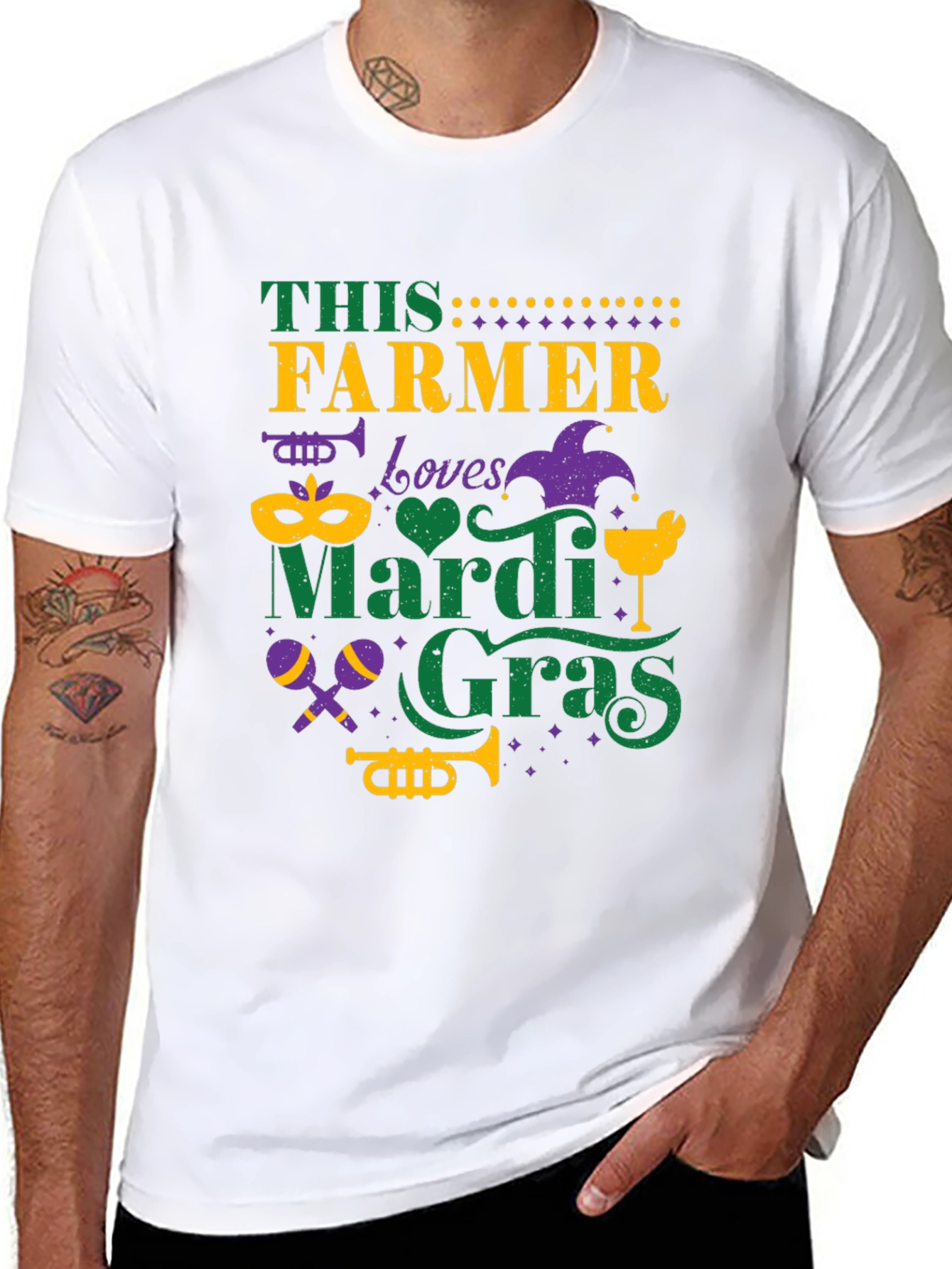 Farmer Loves Mardi Gras Graphic Tee