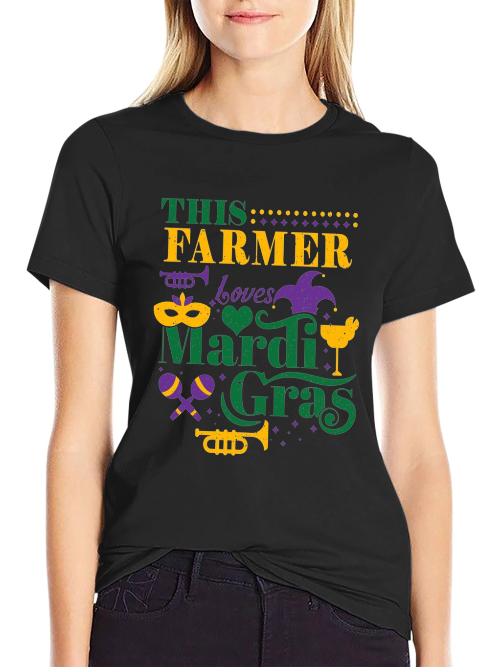 Farmer Loves Mardi Gras Graphic Tee