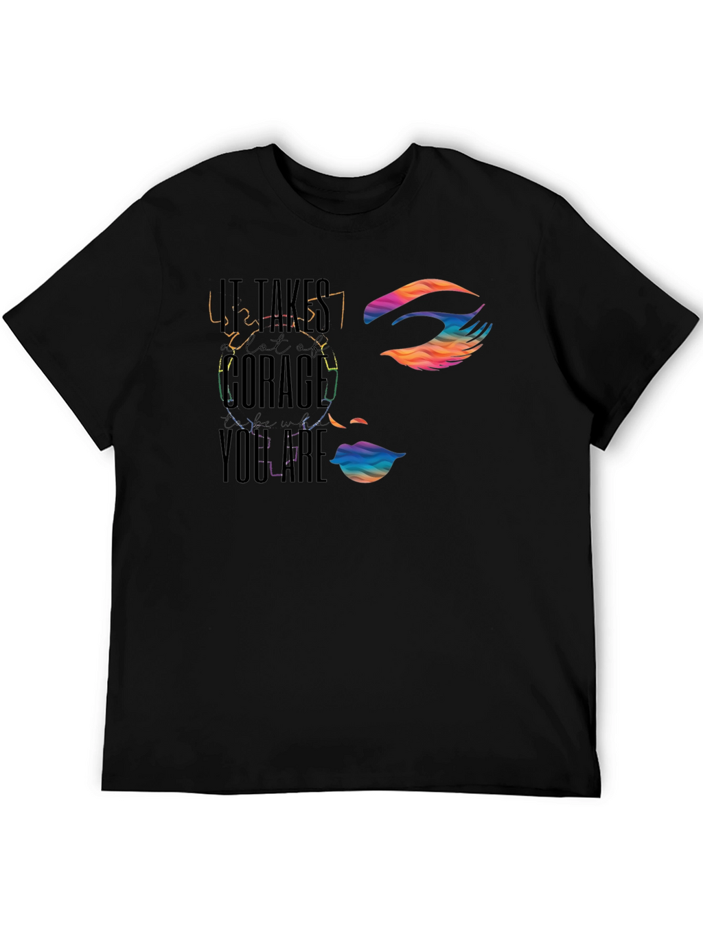 Courage Face Graphic Tee - Black Cotton Blend