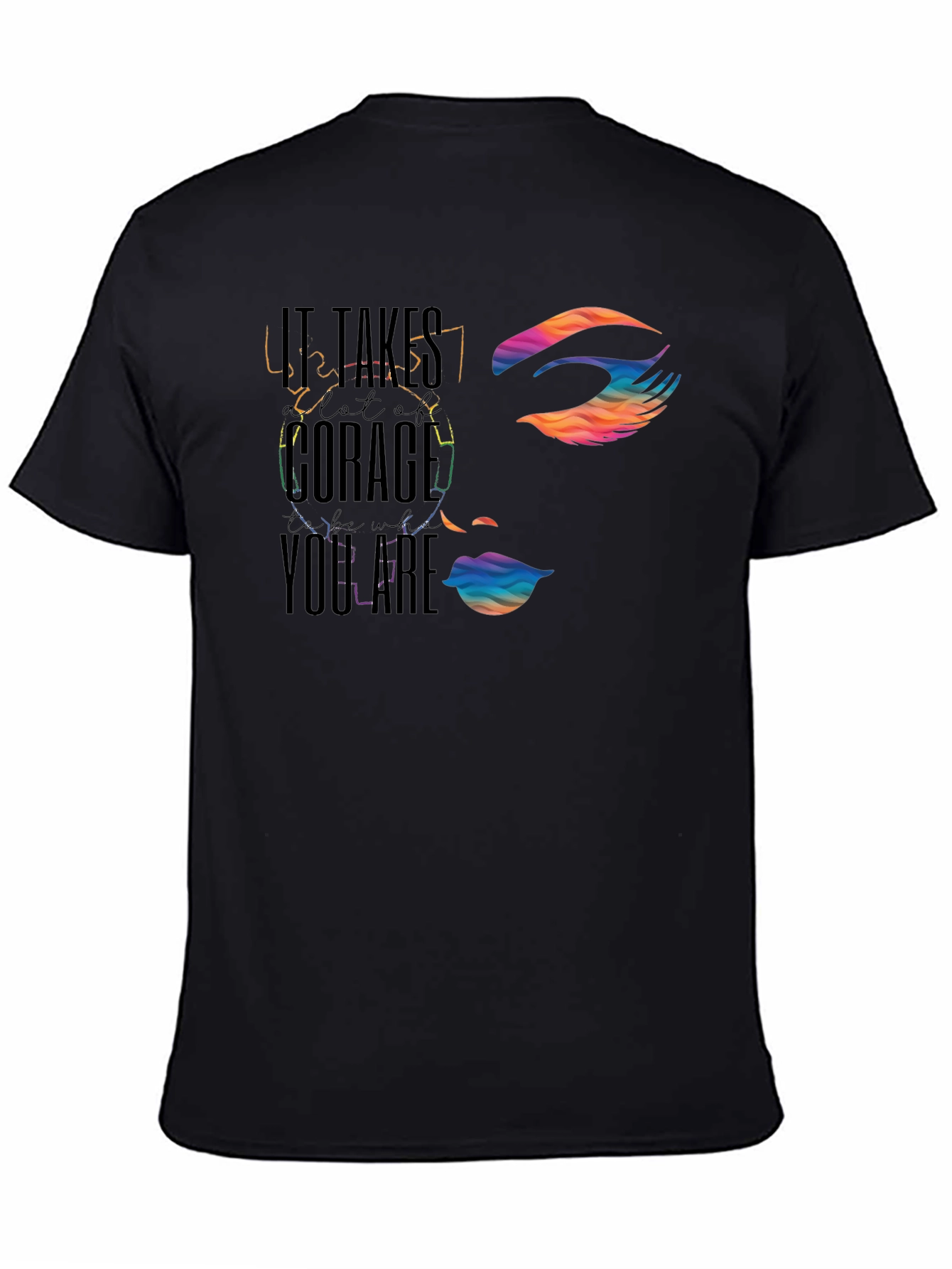Courage Face Graphic Tee - Black Cotton Blend