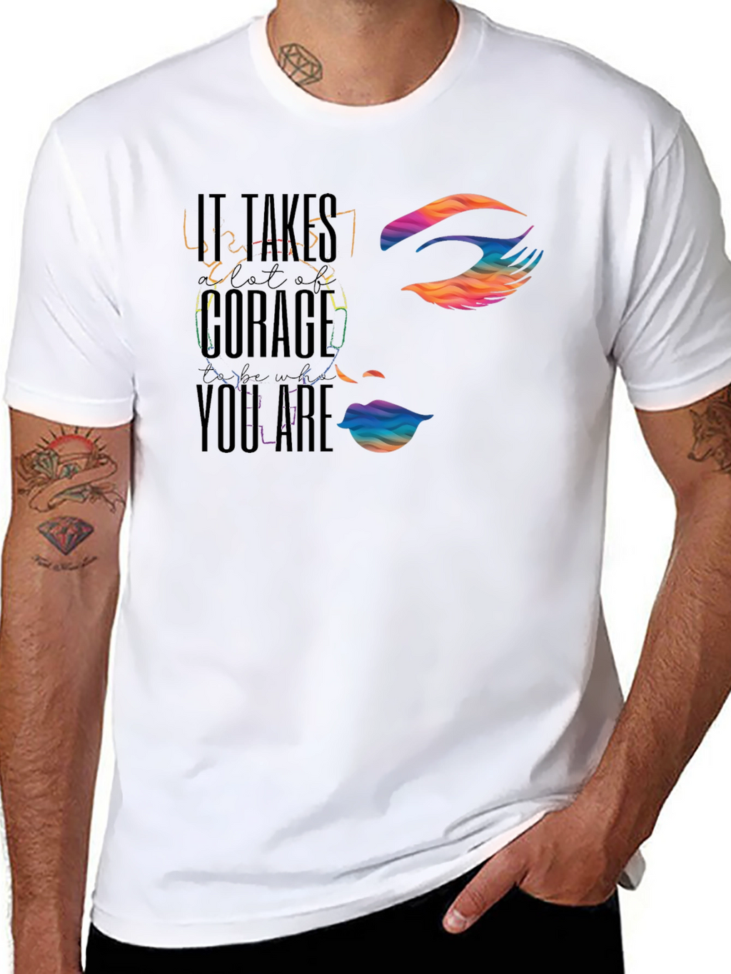 Courage Face Graphic Tee - Black Cotton Blend