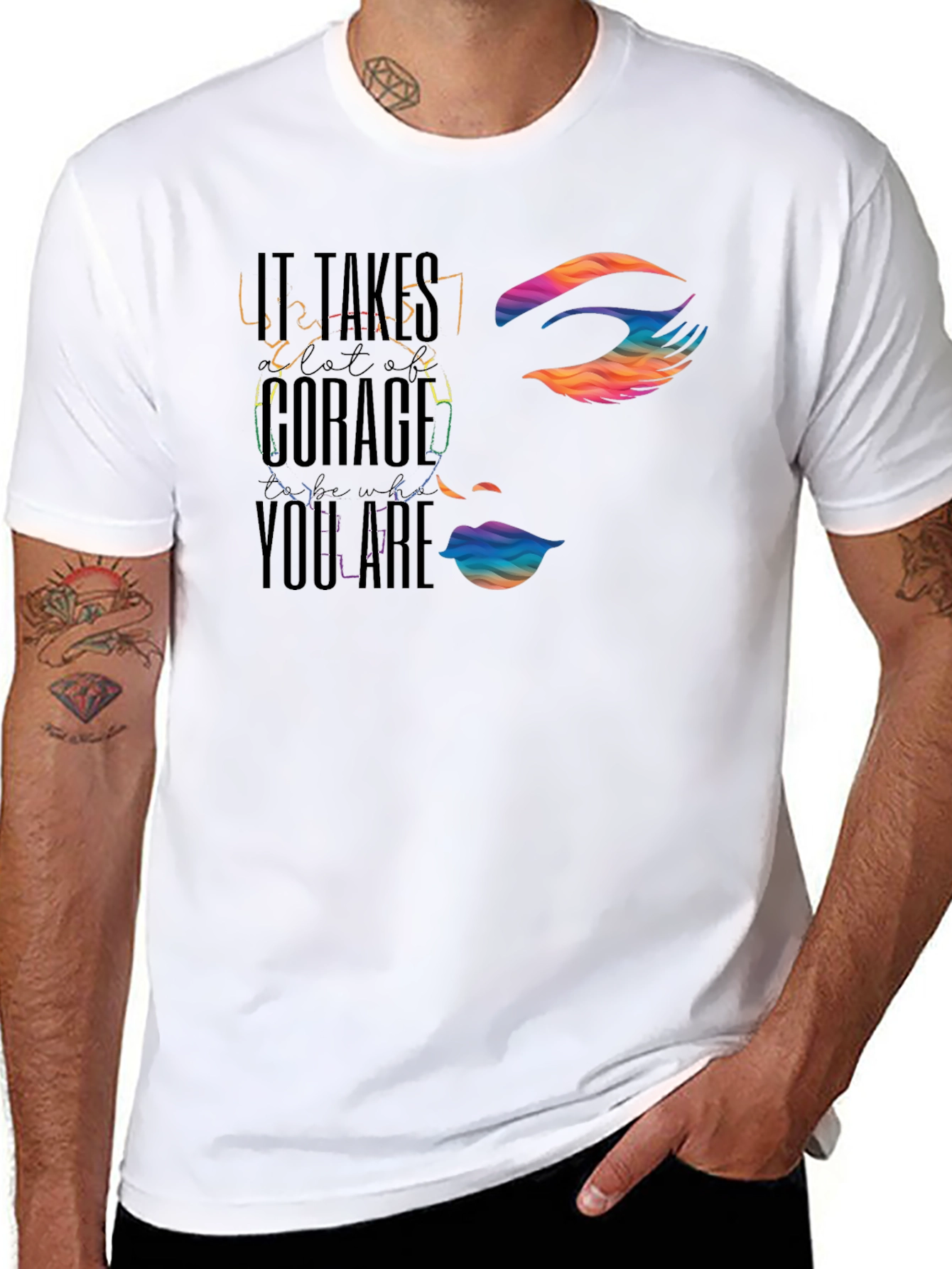 Courage Face Graphic Tee - Black Cotton Blend