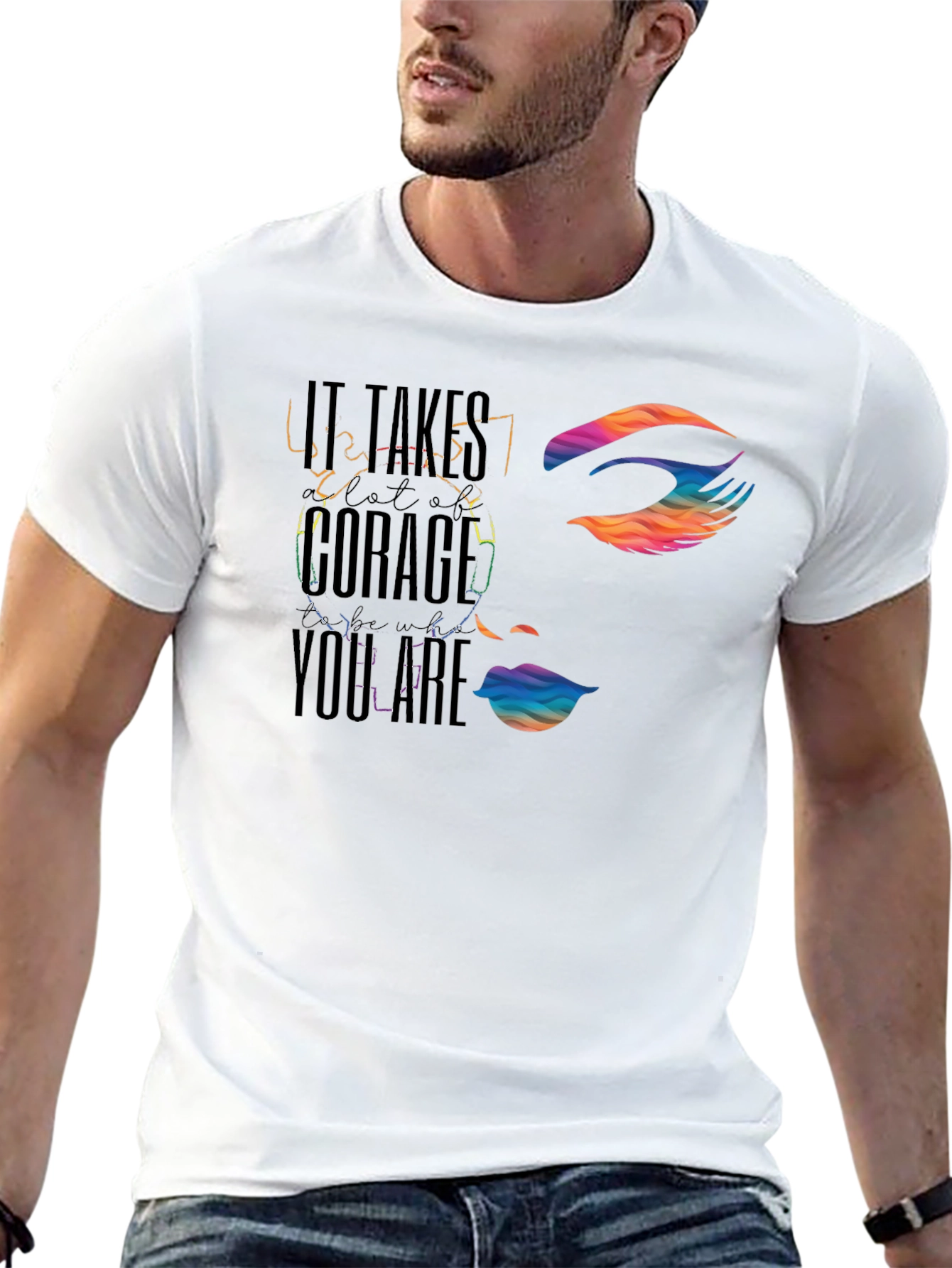 Courage Face Graphic Tee - Black Cotton Blend
