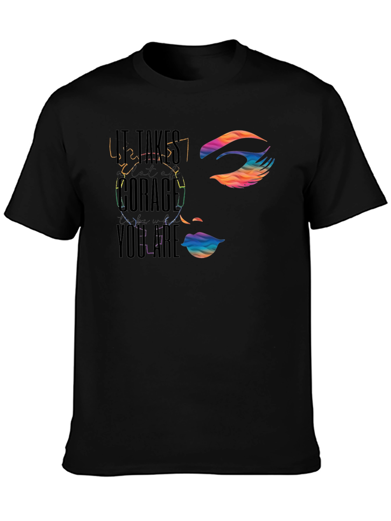 Courage Face Graphic Tee - Black Cotton Blend