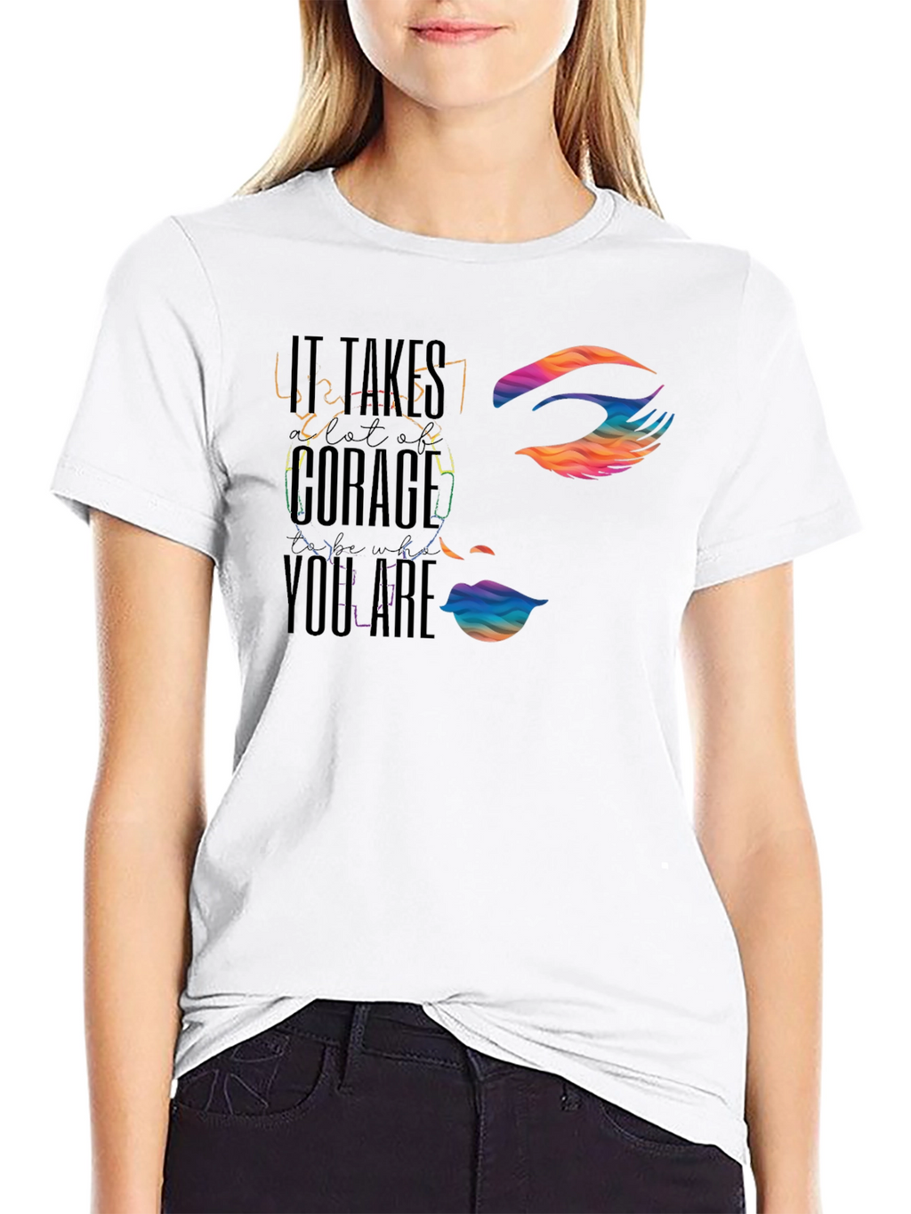 Courage Face Graphic Tee - Black Cotton Blend