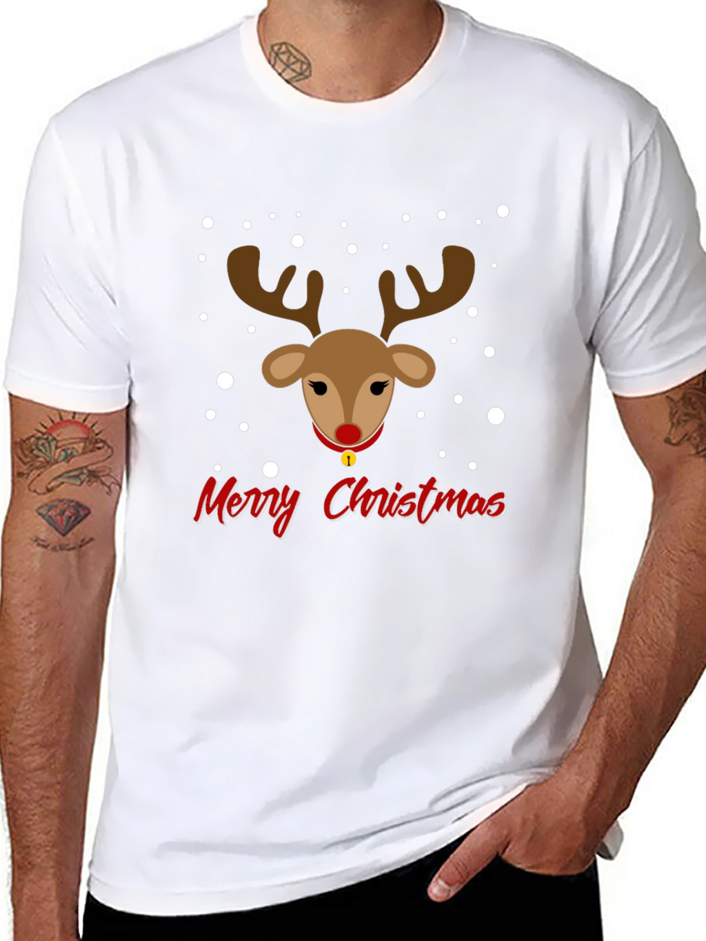 Festive Reindeer Merry Christmas Graphic Tee