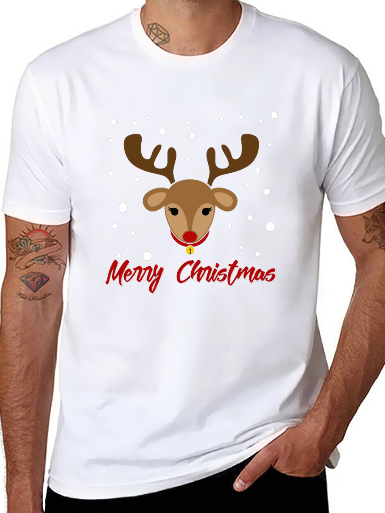 Festive Reindeer Merry Christmas Graphic Tee