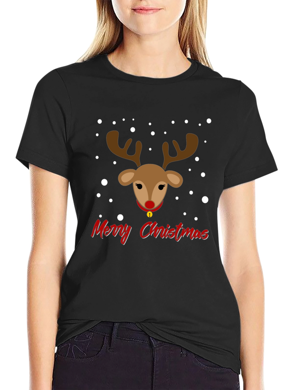 Festive Reindeer Merry Christmas Graphic Tee