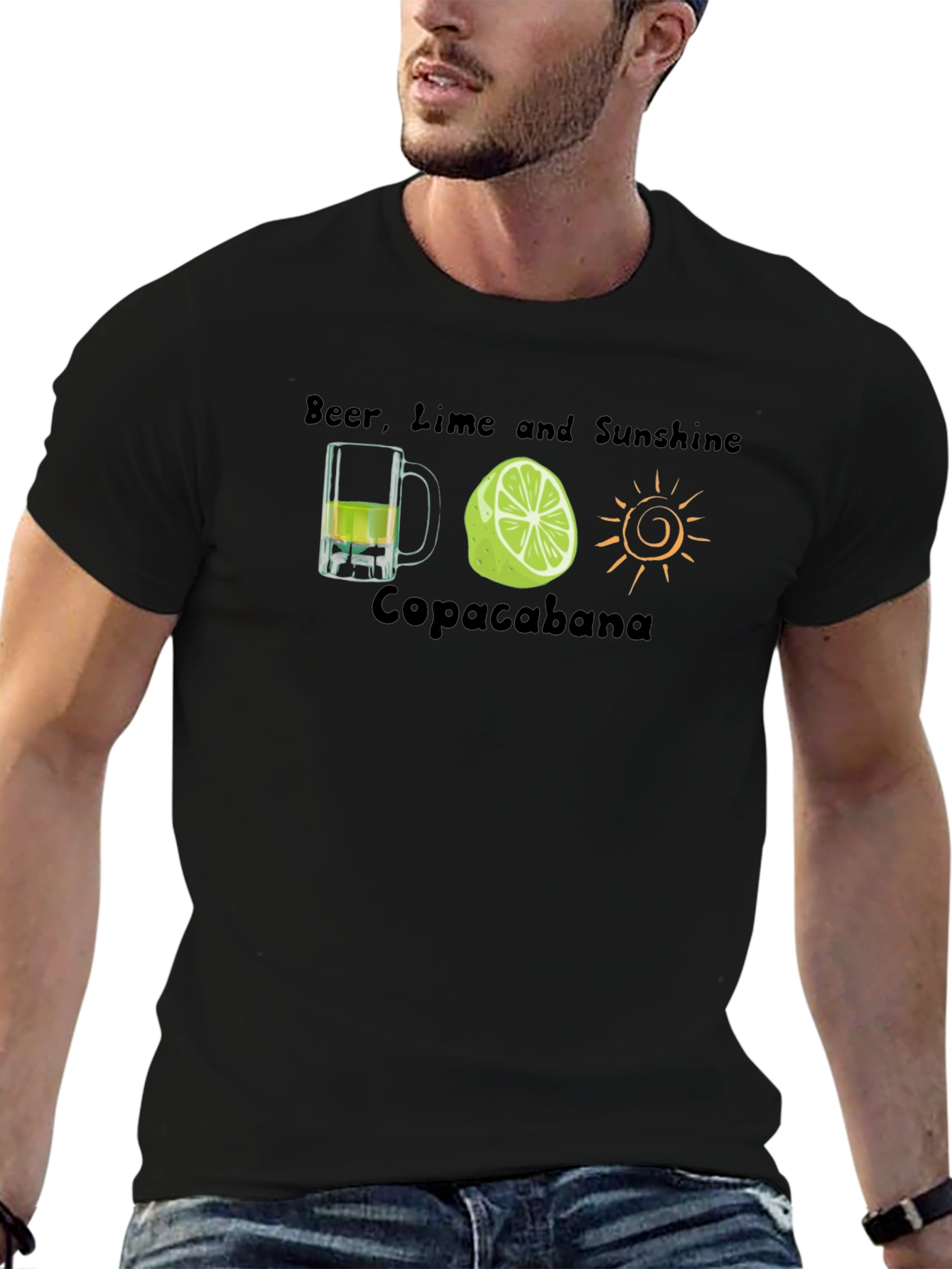 Beer Lime Sunshine Copacabana Black T-Shirt