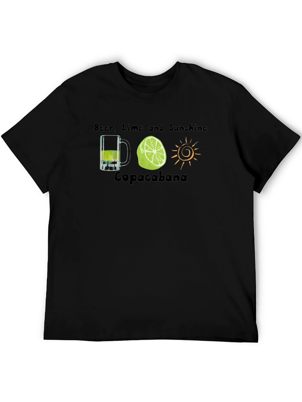 Beer Lime Sunshine Copacabana Black T-Shirt